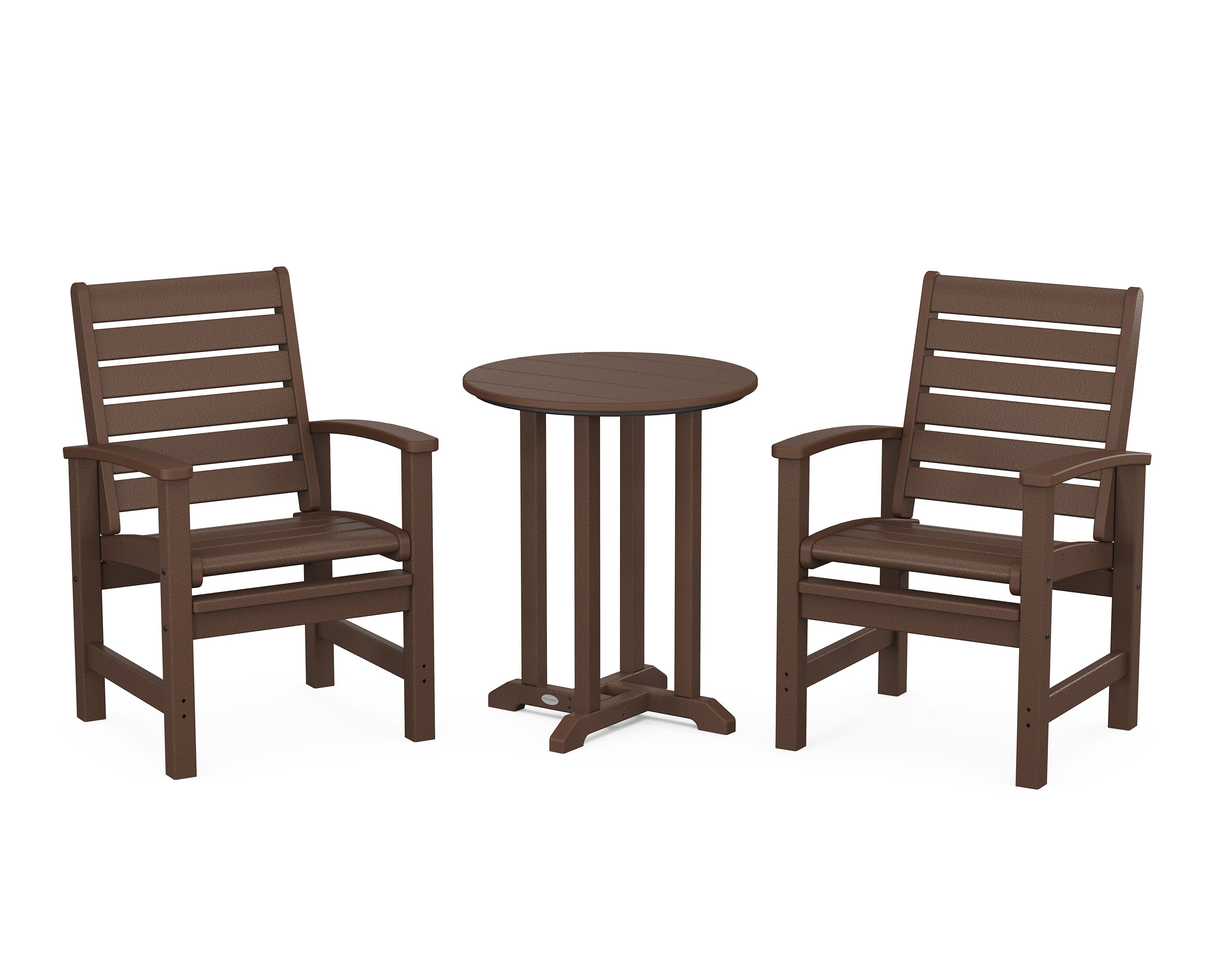 Signature 3-Piece Round Farmhouse Bistro Dining Set in Mahogany