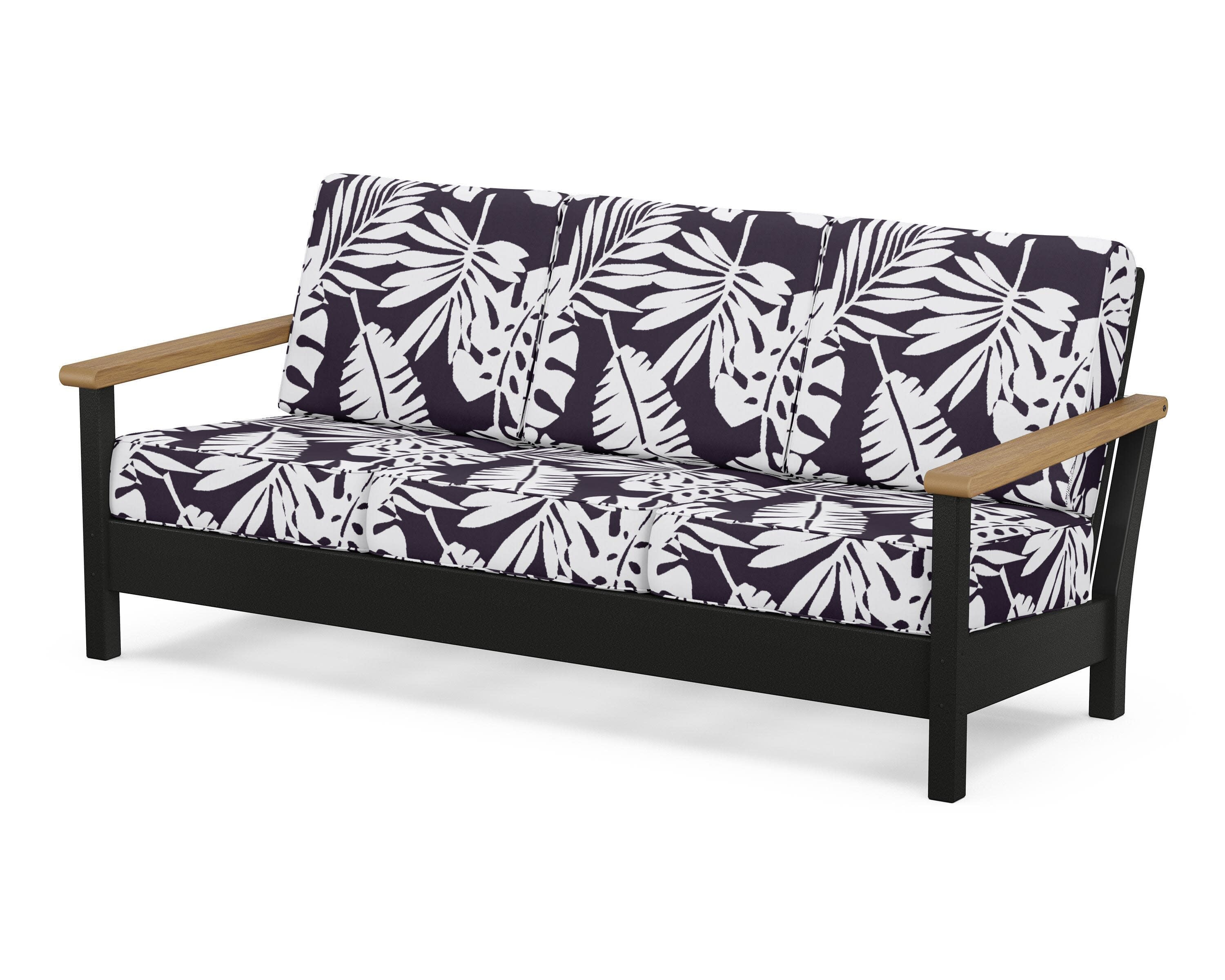 Harbour Deep Seating Sofa in Black / Natural / Leaf Navy