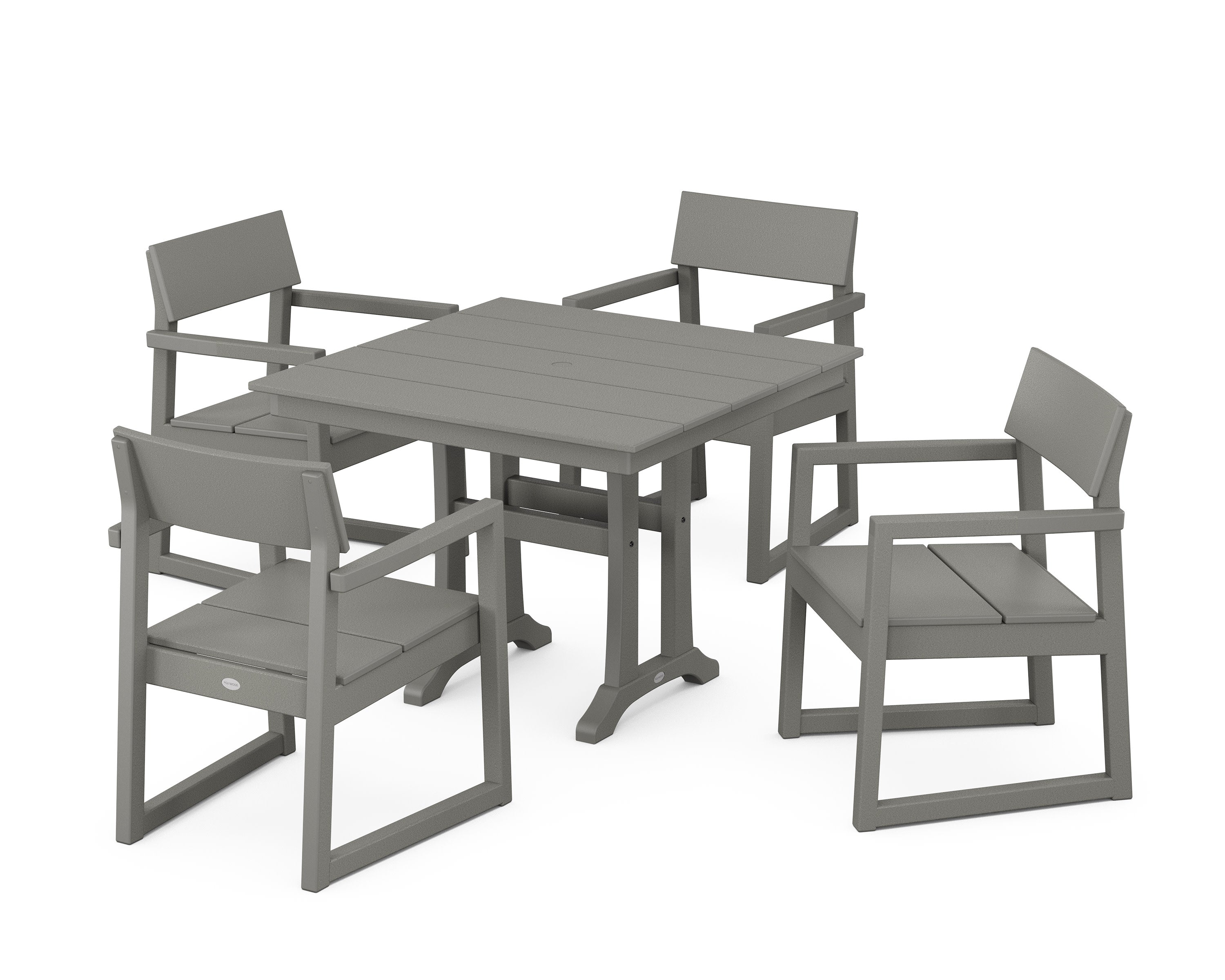 EDGE 5-Piece Farmhouse Dining Set With Trestle Legs in Slate Grey