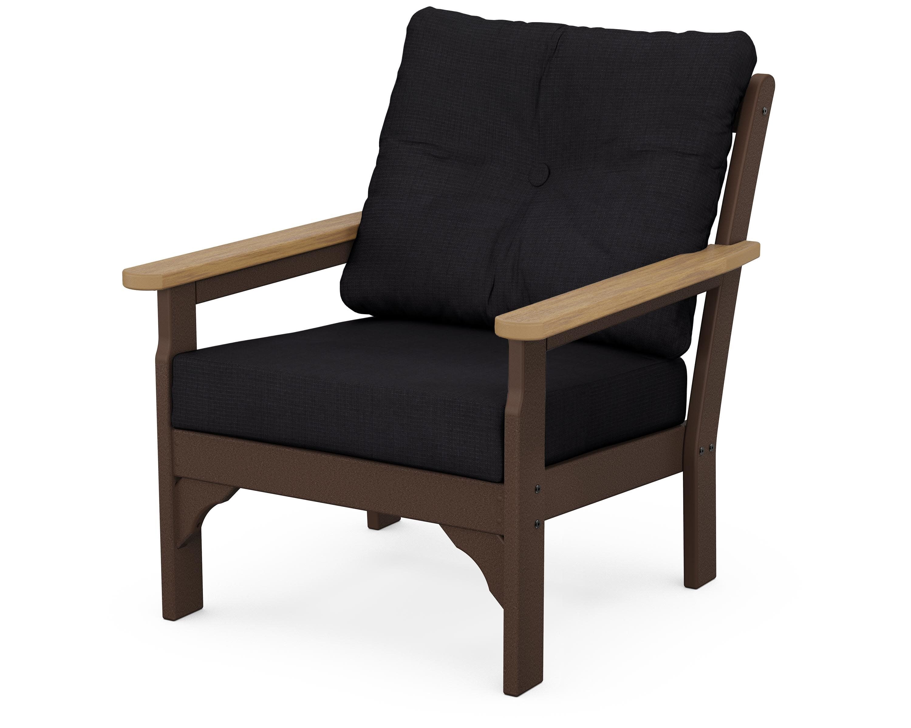 Vineyard Deep Seating Chair in Mahogany / Natural / Midnight Linen