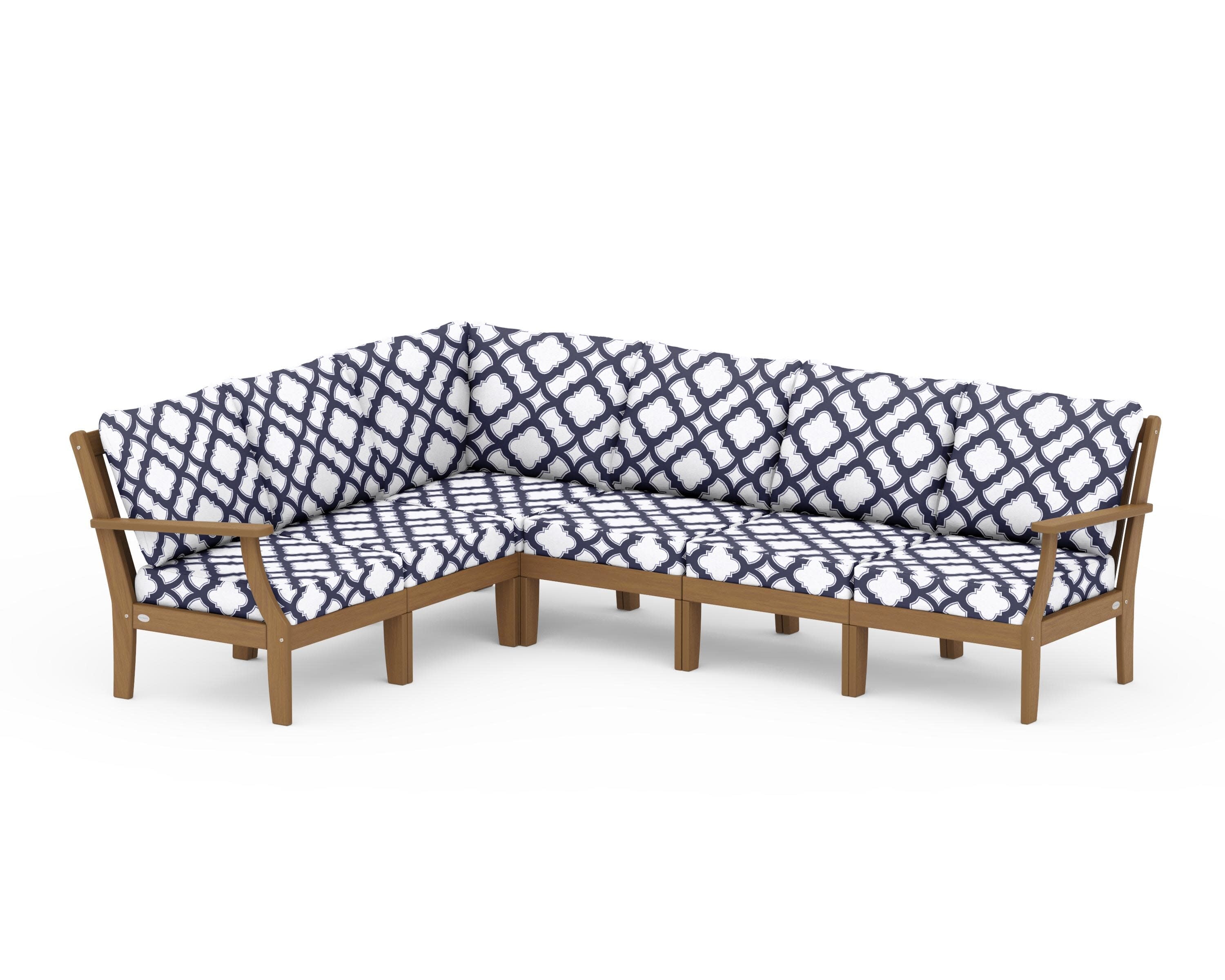 Braxton Modular 6-Piece Deep Seating Set in Natural / Trellis Navy