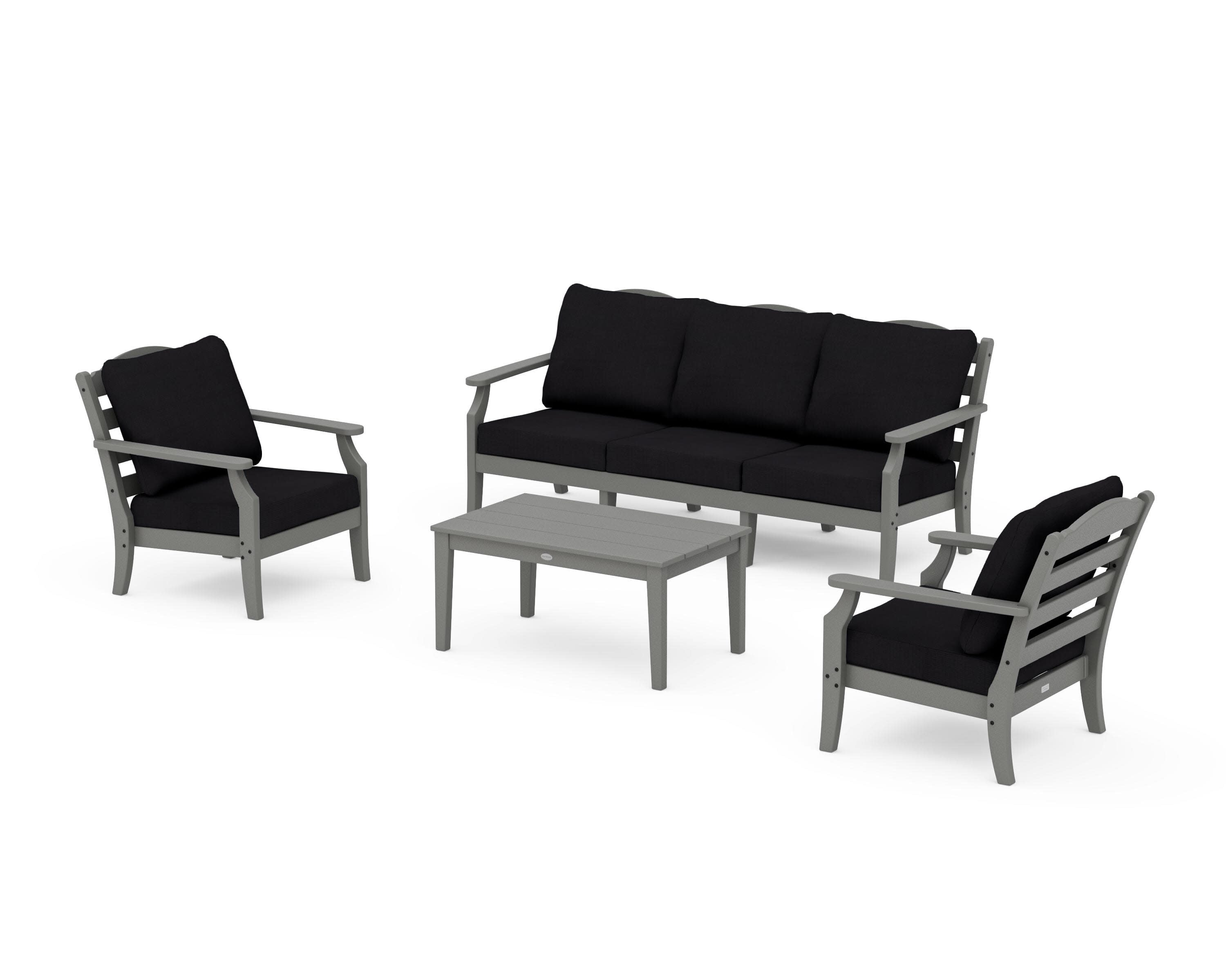 Savannah 4-Piece Deep Seating Set with Sofa in Slate Grey / Midnight Linen