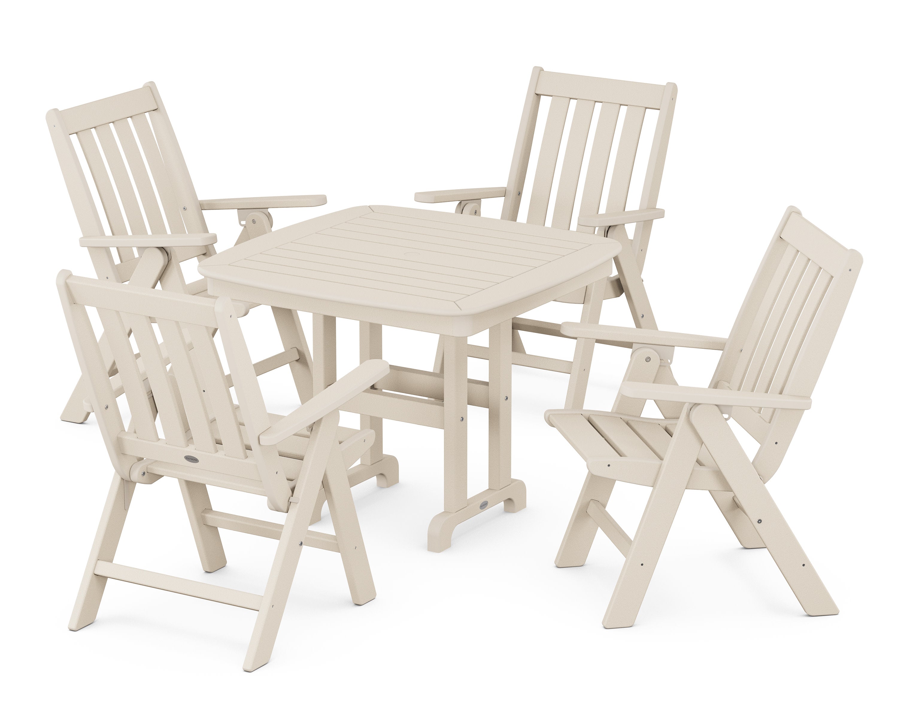 Vineyard Folding Chair 5-Piece Dining Set in Sand
