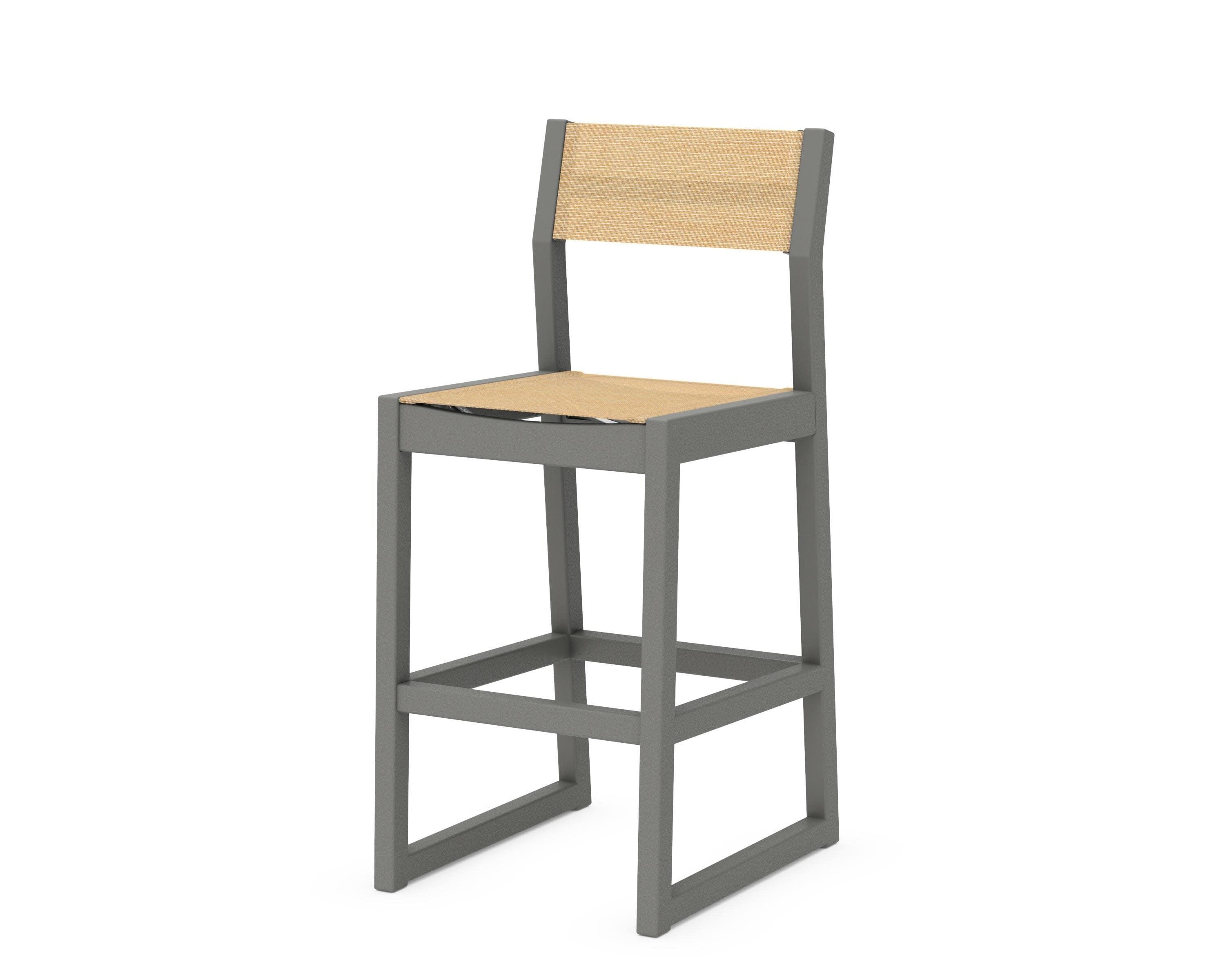 EDGE Sling Bar Side Chair in Slate Grey / Dupioni Apricot Sling