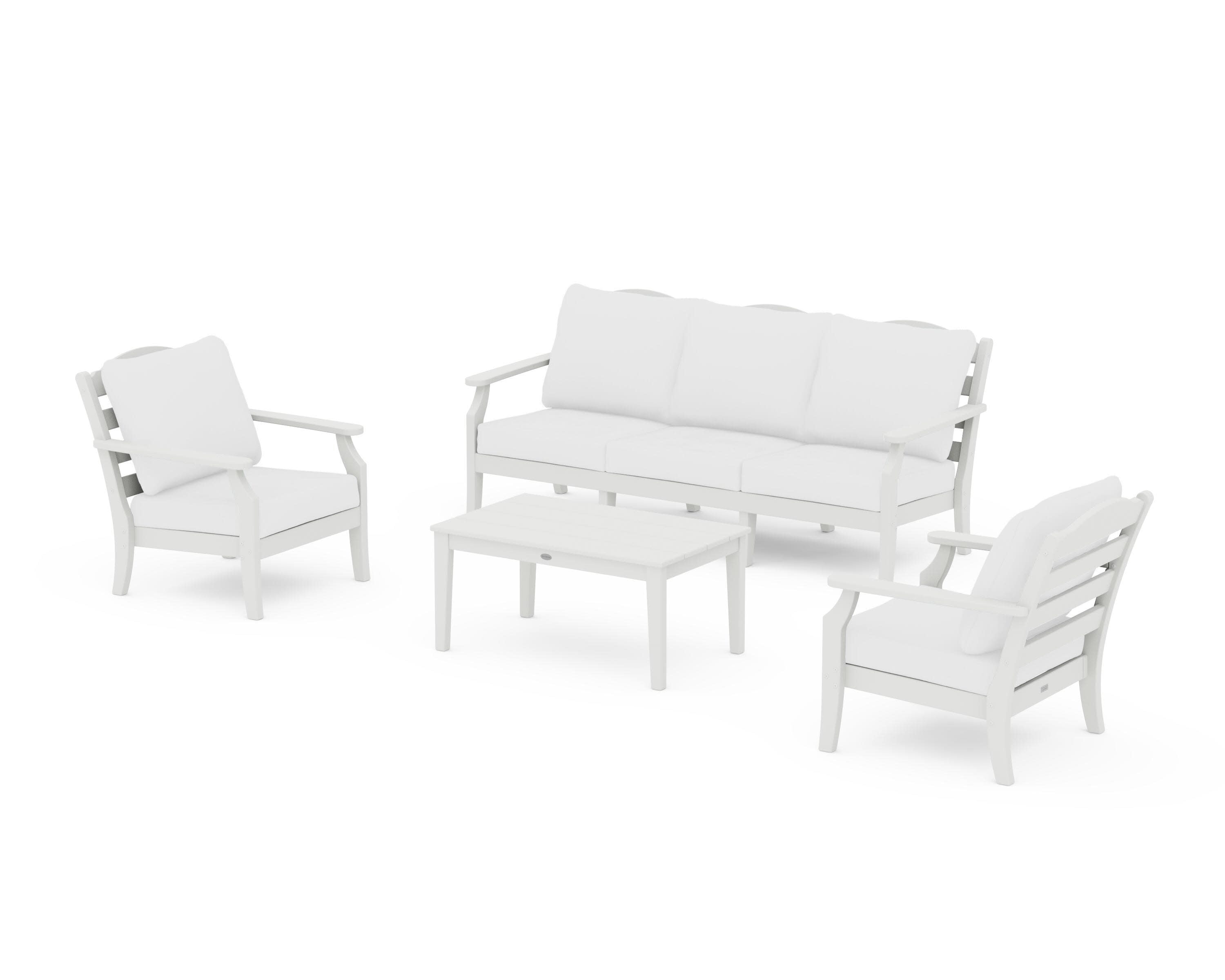 Savannah 4-Piece Deep Seating Set with Sofa in Vintage White / Natural