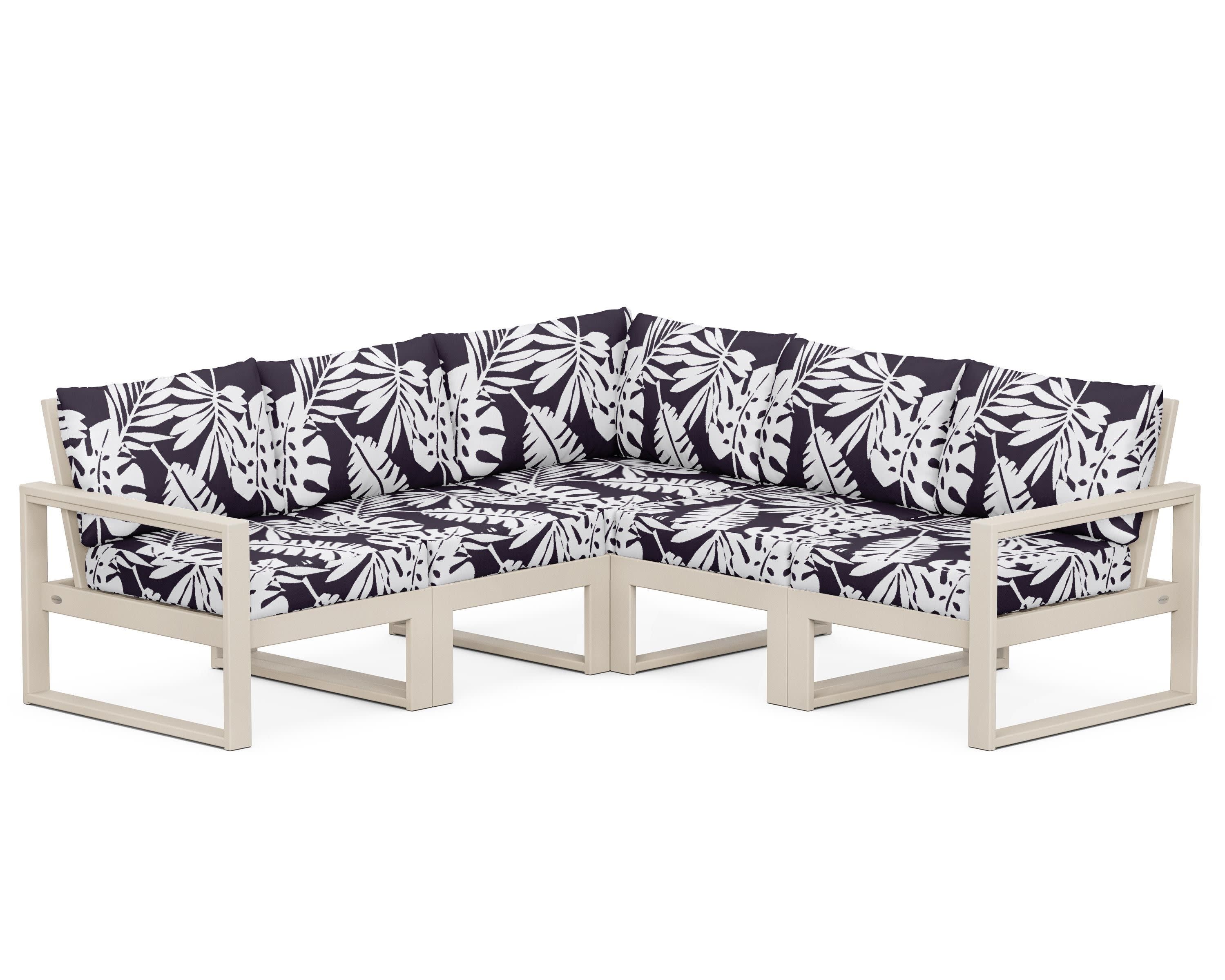 EDGE 5-Piece Modular Deep Seating Set in Sand / Leaf Navy