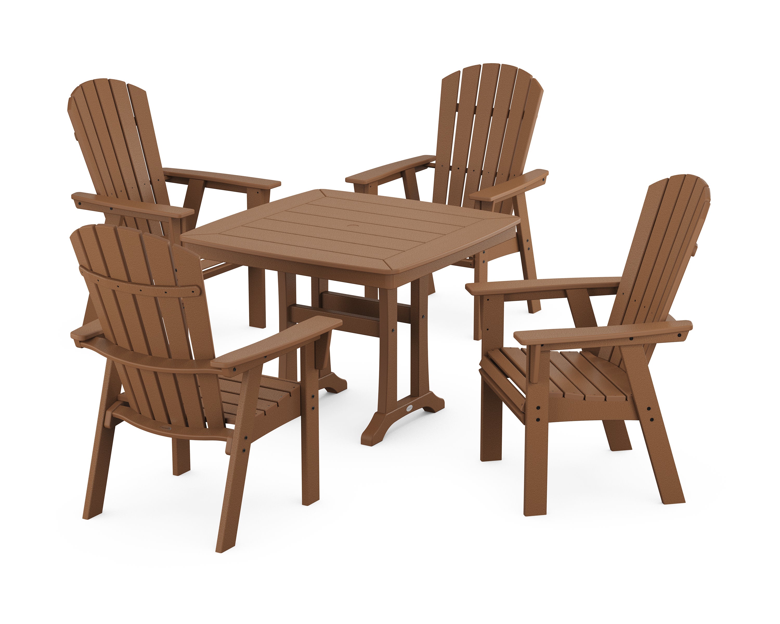 Nautical Adirondack 5-Piece Dining Set with Trestle Legs in Teak