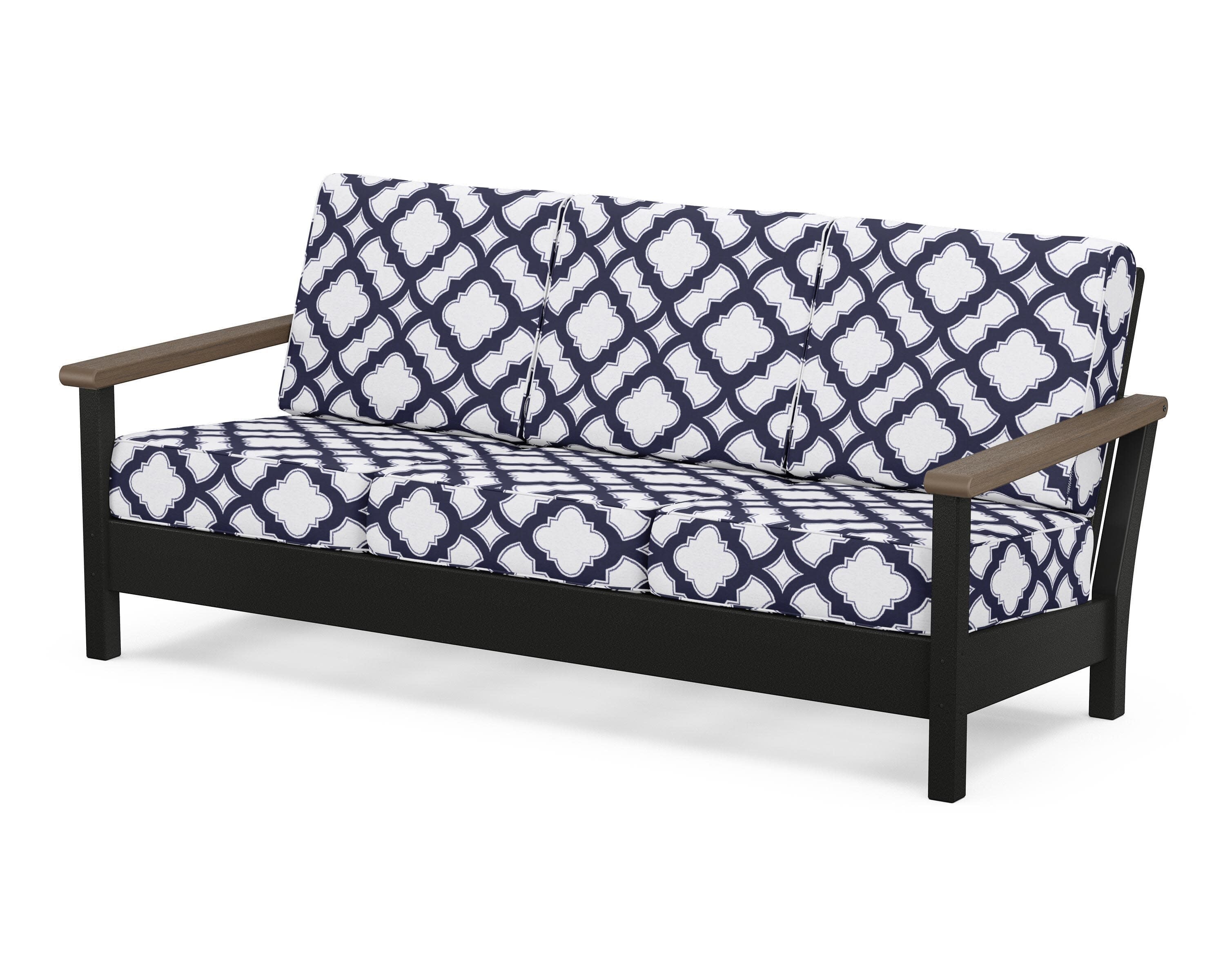 Harbour Deep Seating Sofa in Black / Kona / Trellis Navy