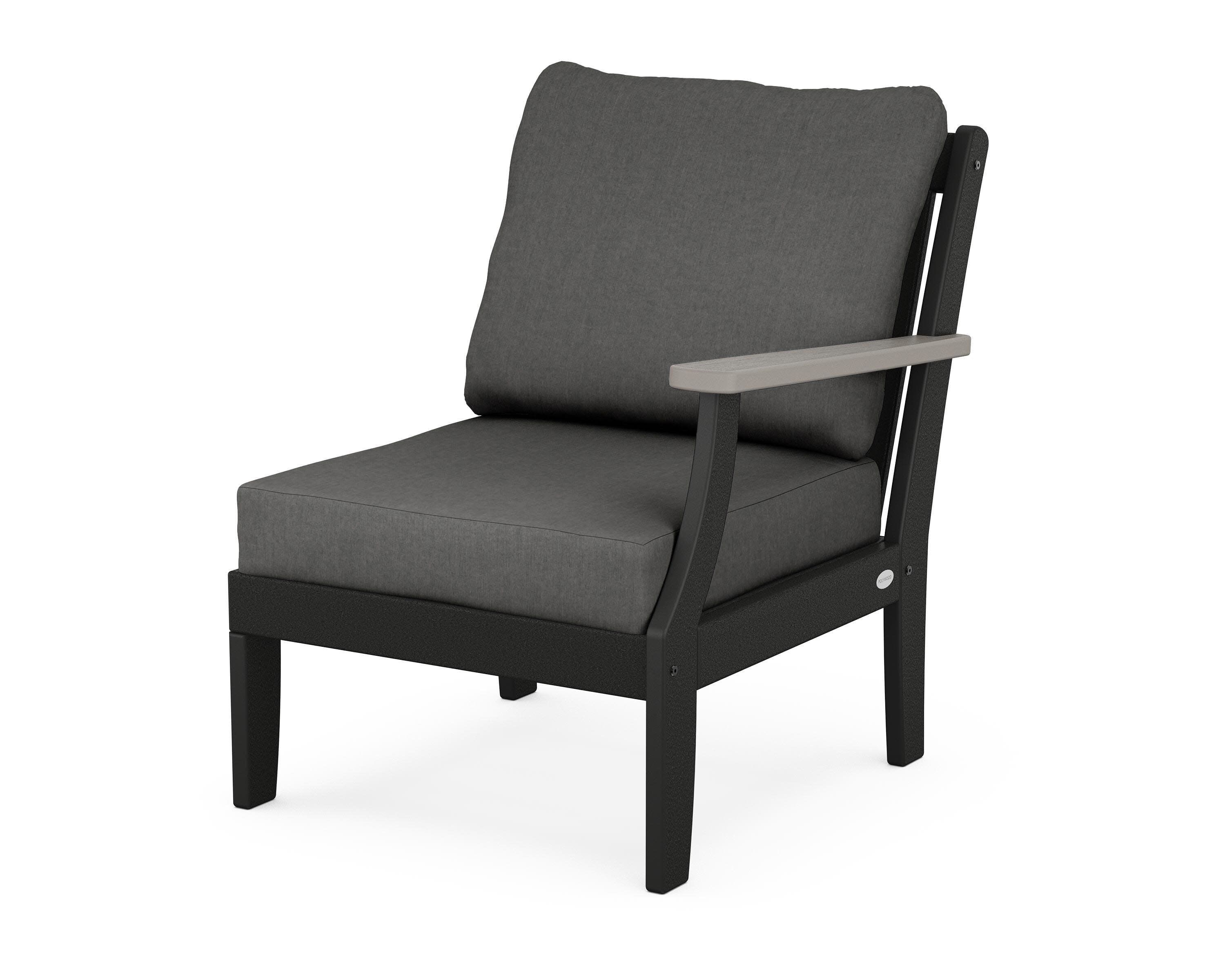 Braxton Modular Right Arm Chair in Black / Driftwood / Spectrum Carbon