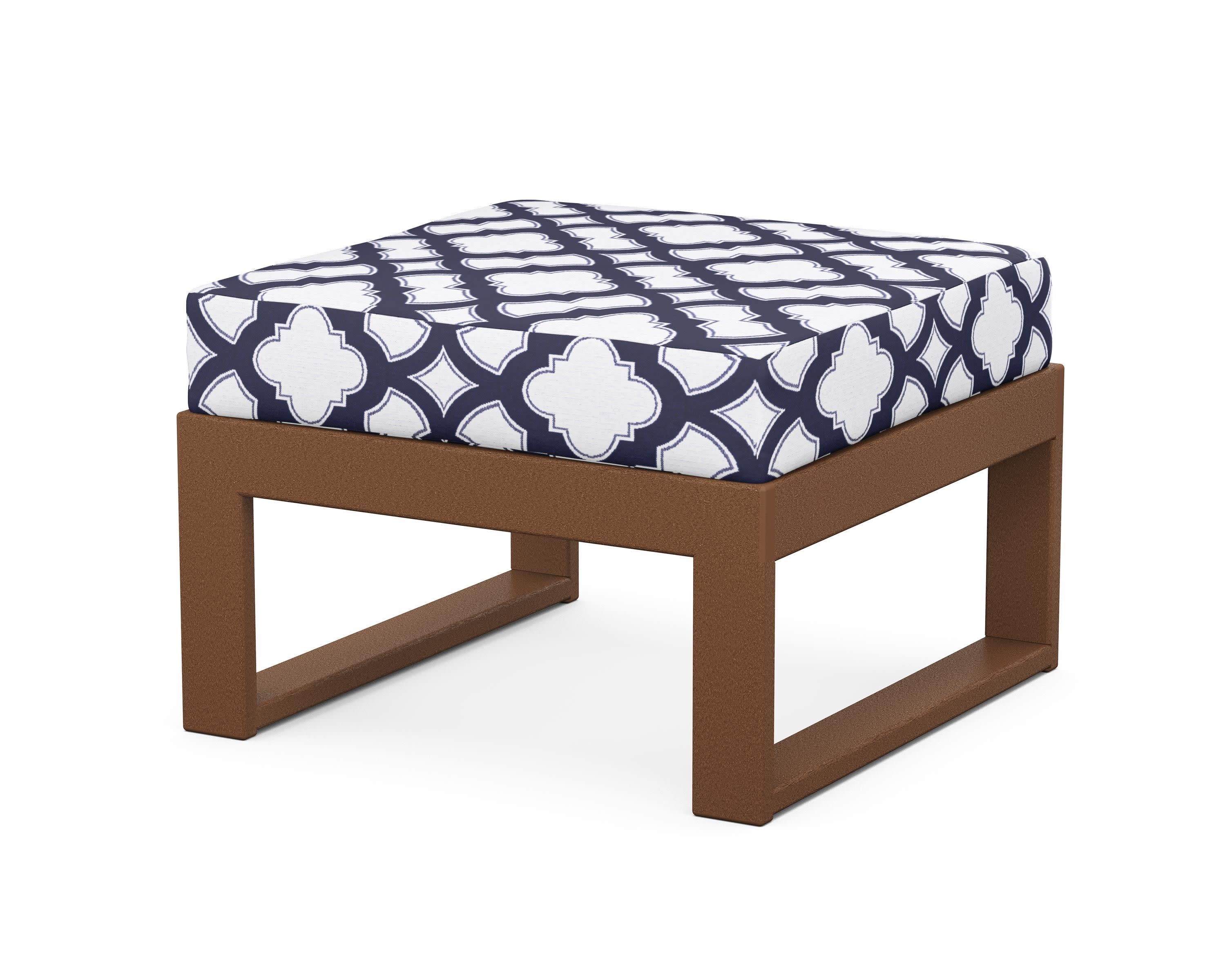 Modular Ottoman - Modern in Teak / Trellis Navy