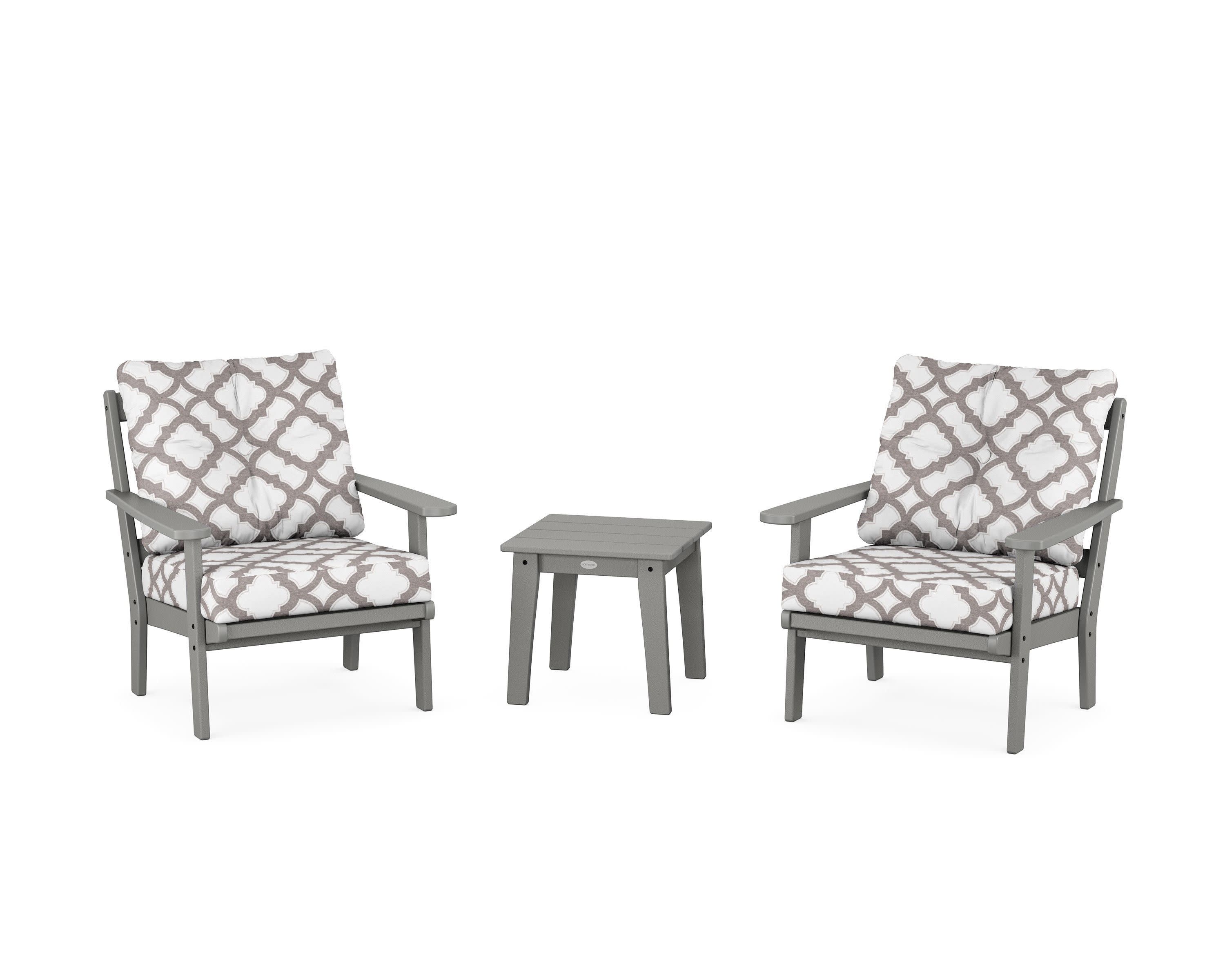 Mission 3-Piece Deep Seating Set in Slate Grey / Trellis Grey Mist