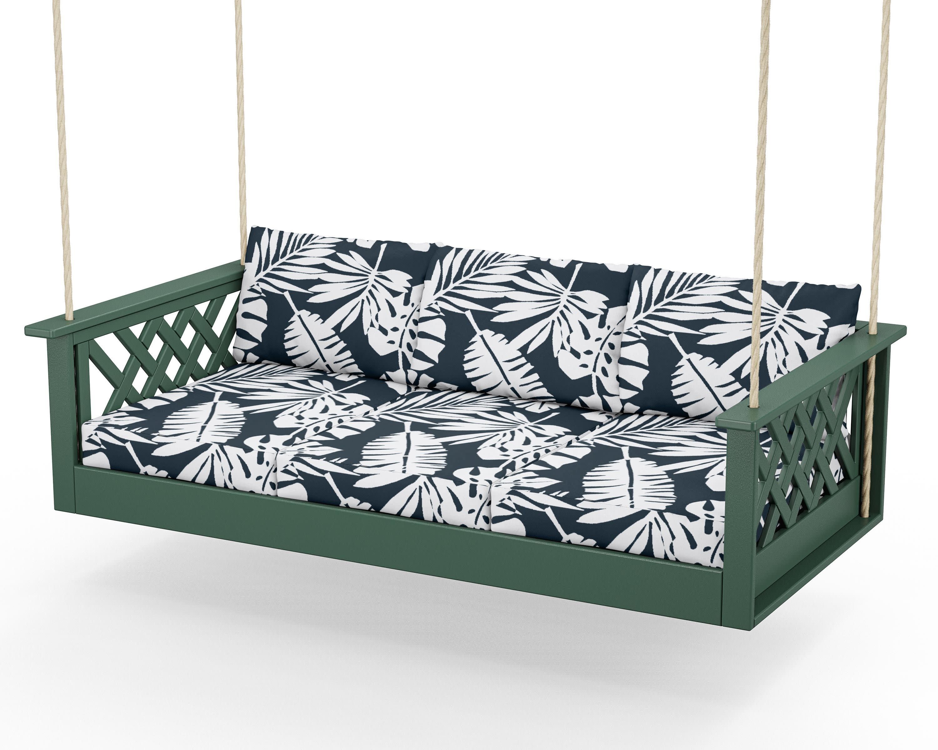 Wovendale Daybed Swing in Green / Leaf Marine Indigo