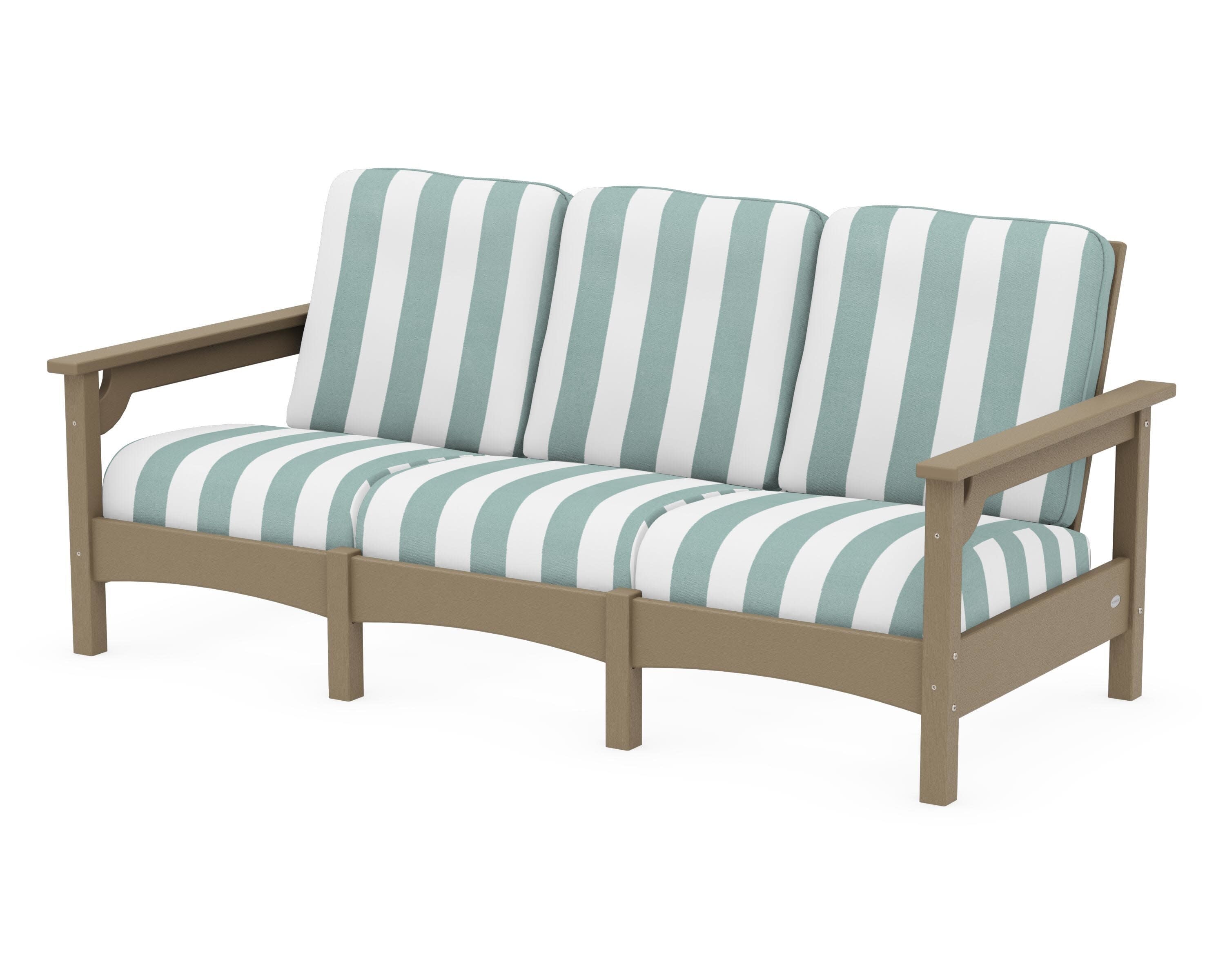 Club Sofa in Vintage Sahara / Cabana Stripe Glacier Spa