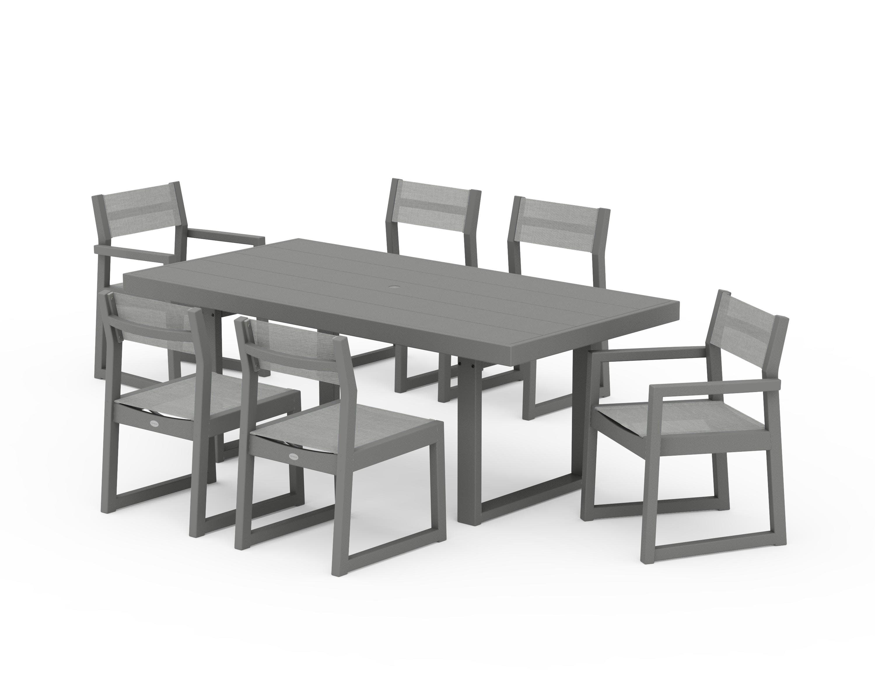 EDGE Sling 7-Piece Dining Set in Slate Grey / Metallic Sling