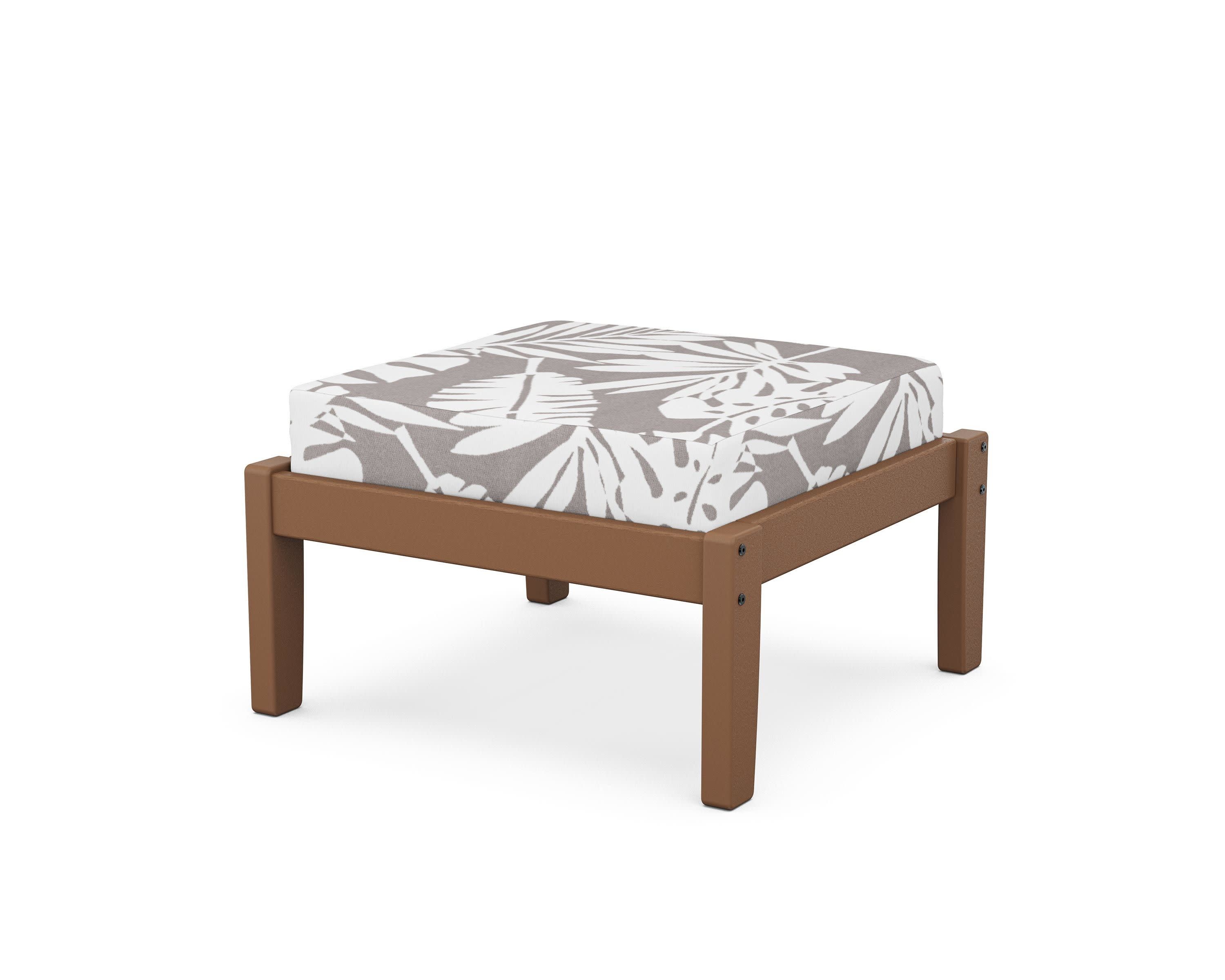 Deep Seating Ottoman in Teak / Leaf Grey Mist