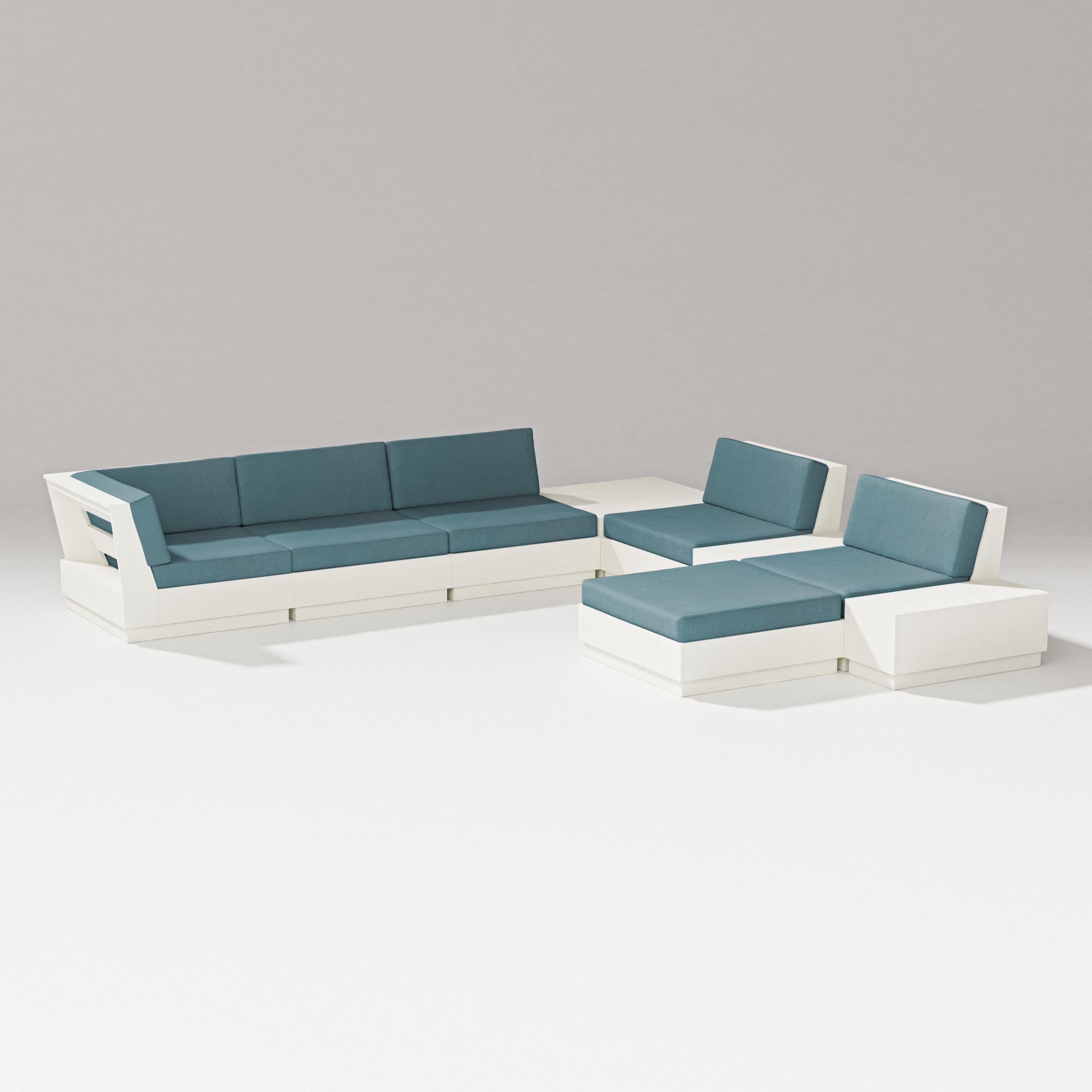 Elevate 9-Piece Conversation Sectional in Vintage White / Ocean Teal
