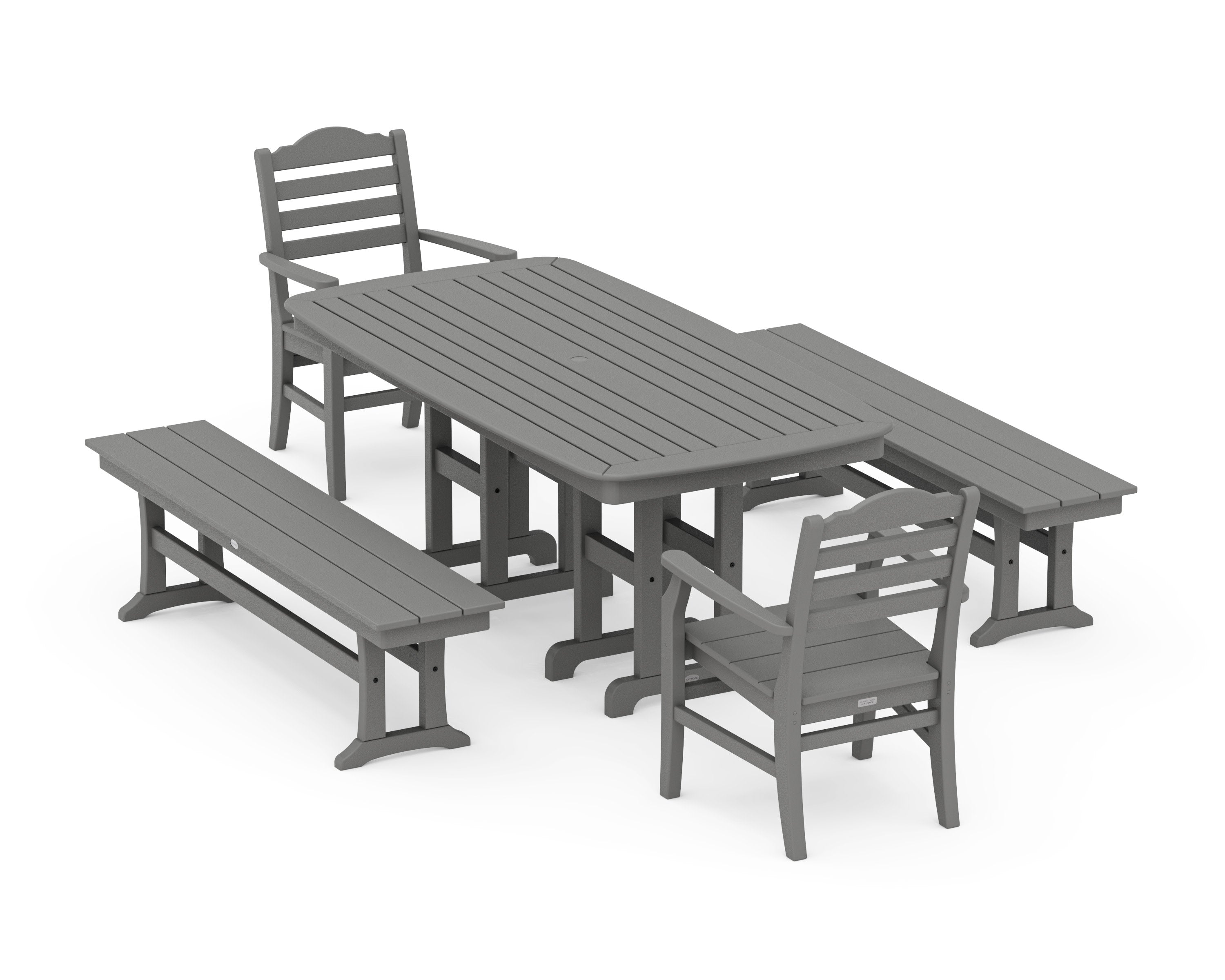 Savannah 5-Piece Dining Set with Benches in Slate Grey