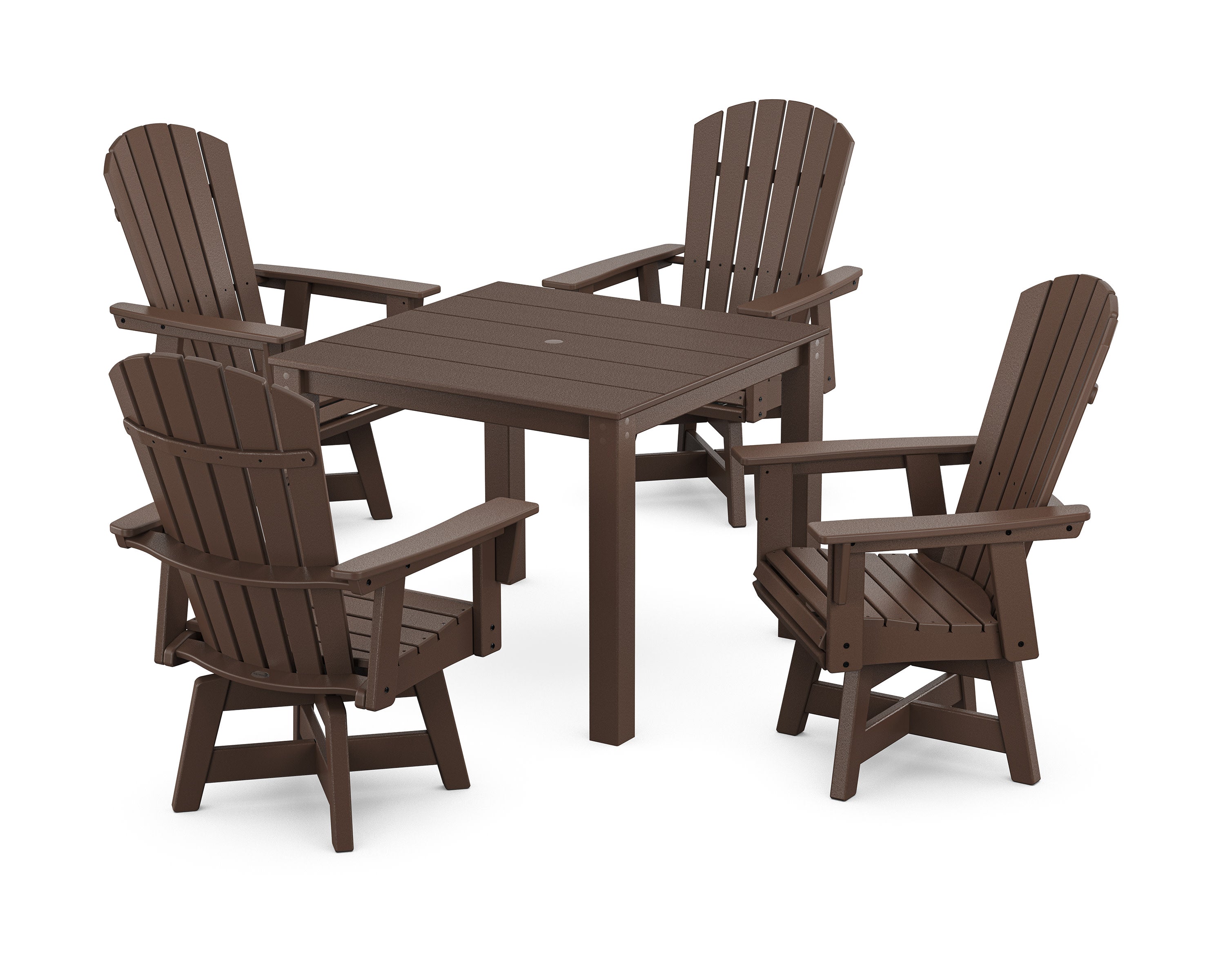 Nautical Curveback Adirondack Swivel 5-Piece Parsons Dining Set in Mahogany