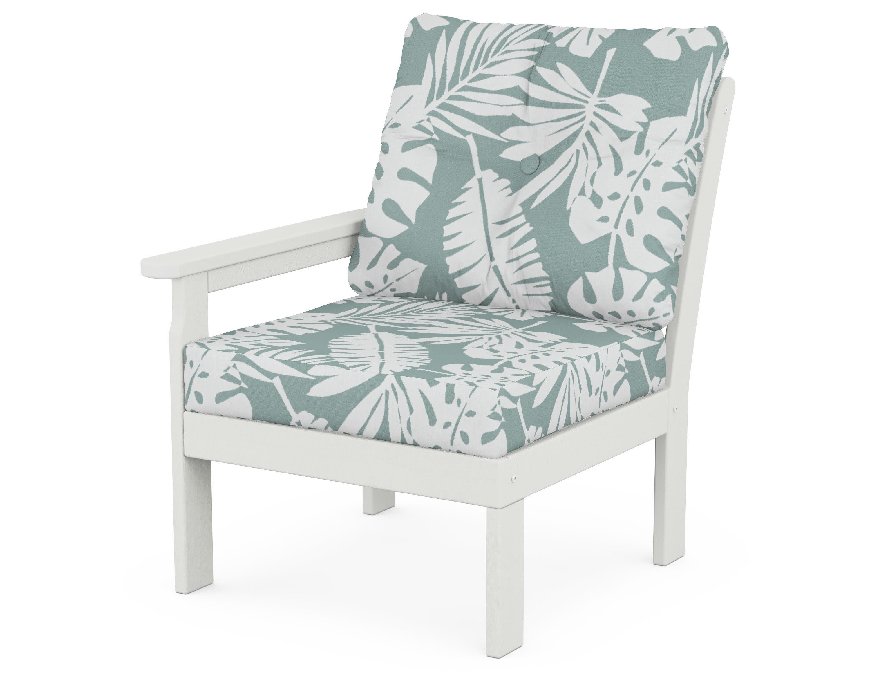 Vineyard Modular Left Arm Chair in Vintage White / Leaf Glacier Spa