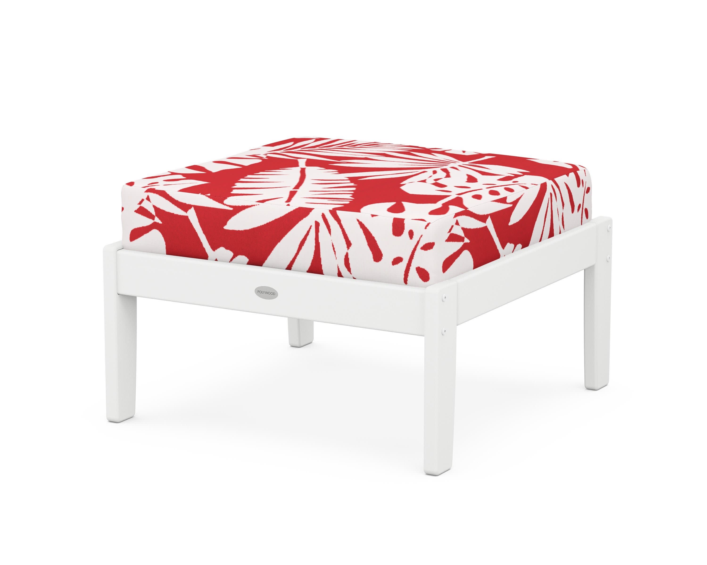 Braxton Deep Seating Ottoman in White / Leaf Crimson