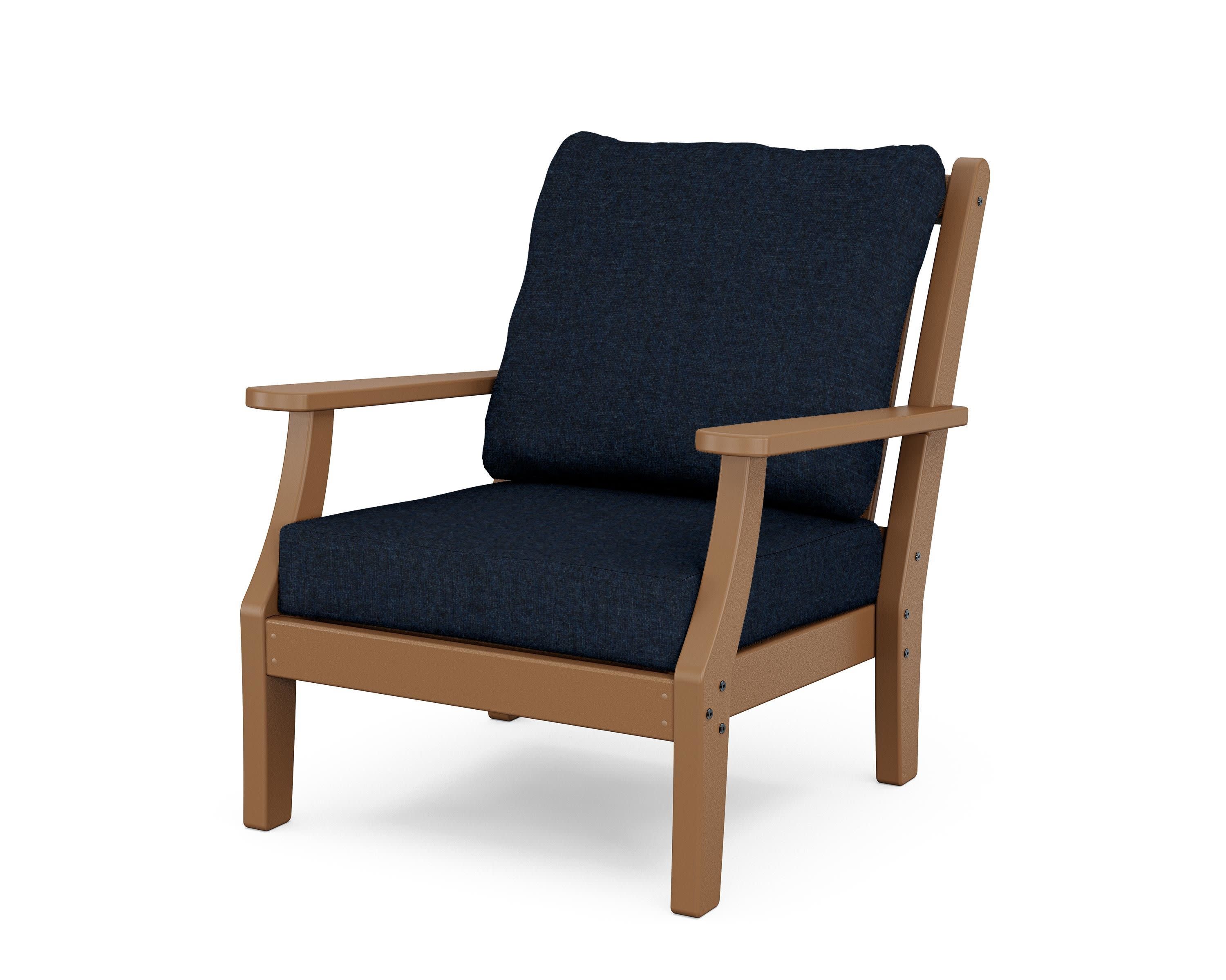 Wovendale Deep Seating Chair in Teak / Marine Indigo