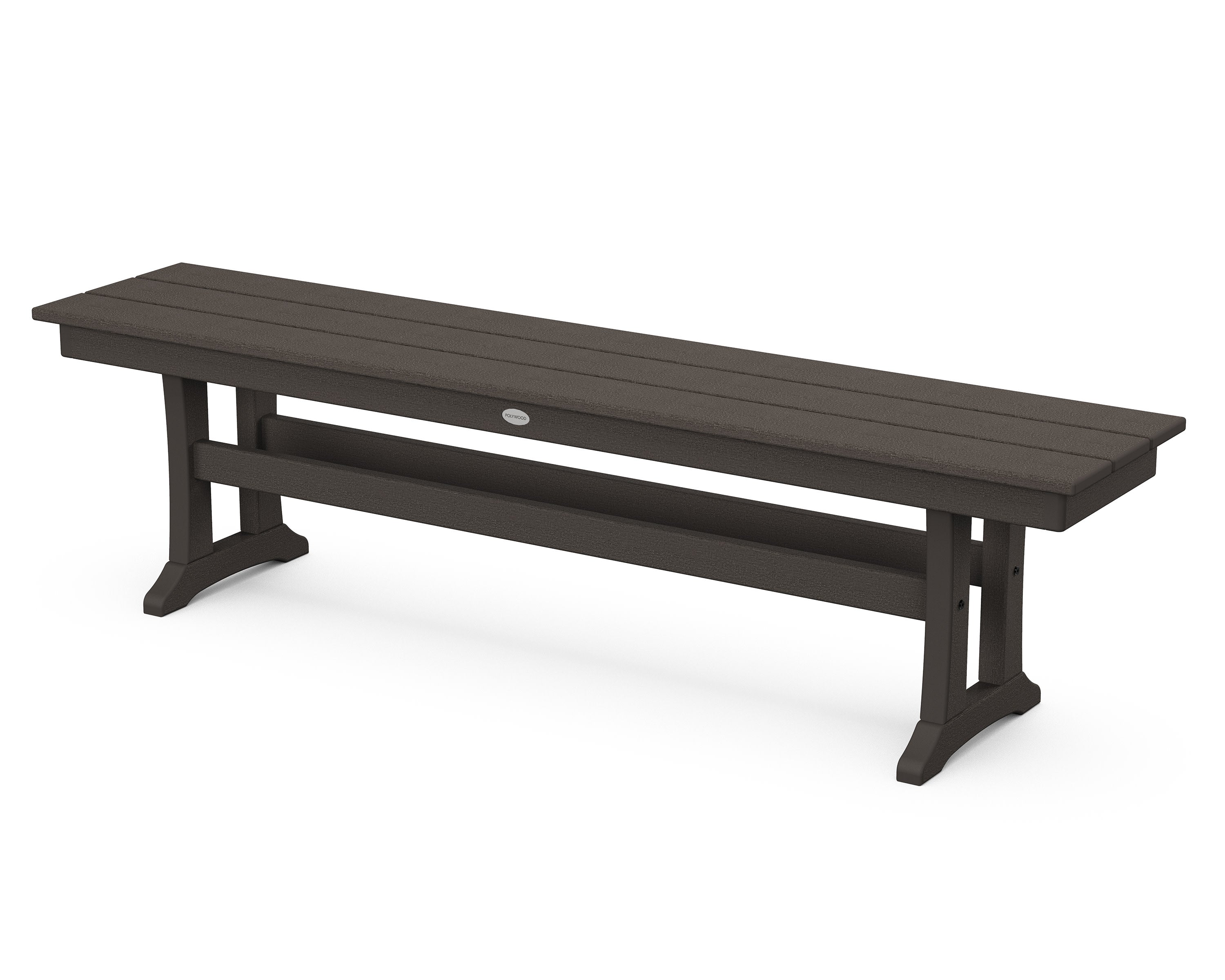 Farmhouse Trestle 65" Bench in Vintage Coffee