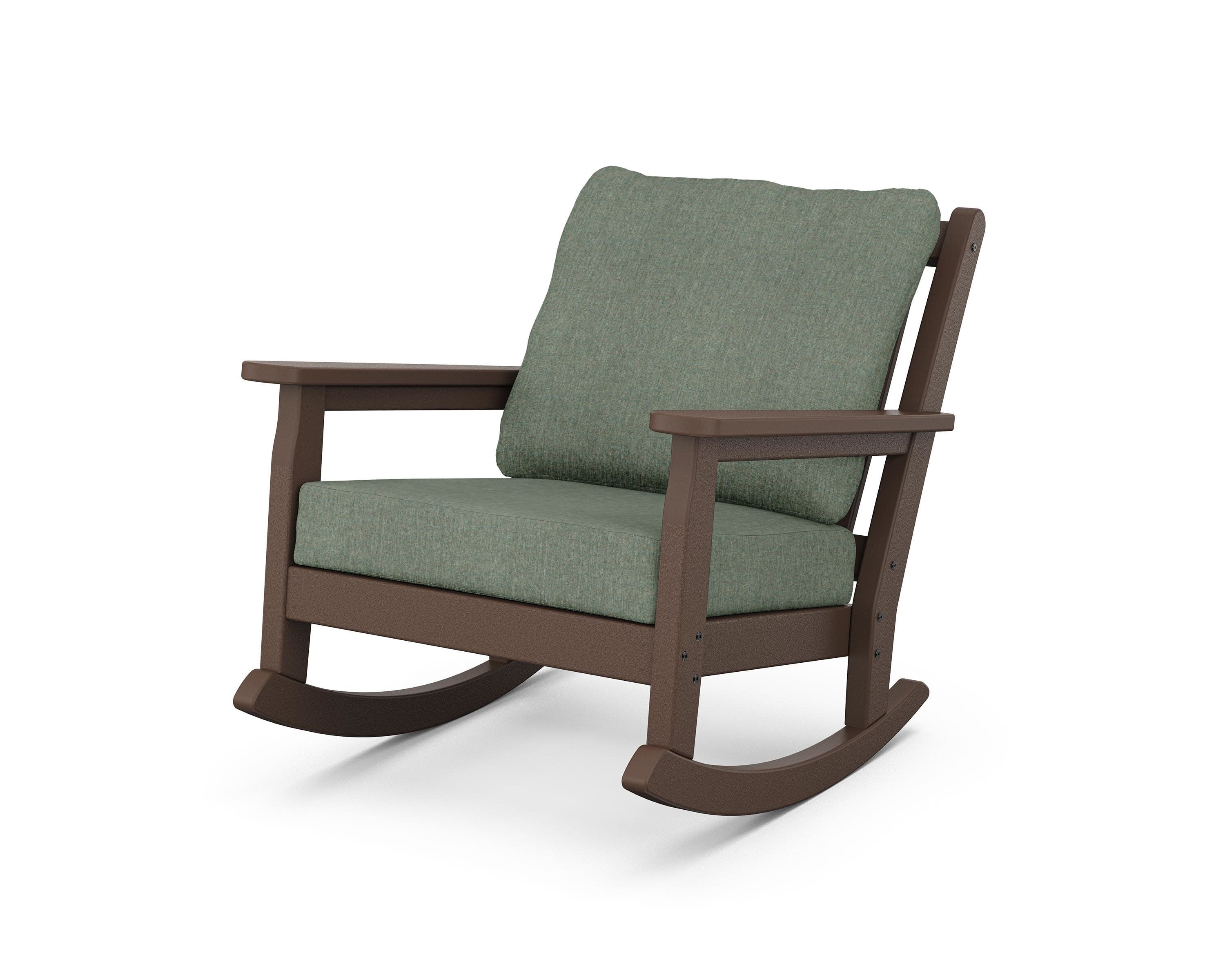 Chippendale Deep Seating Rocking Chair in Mahogany / Cast Sage
