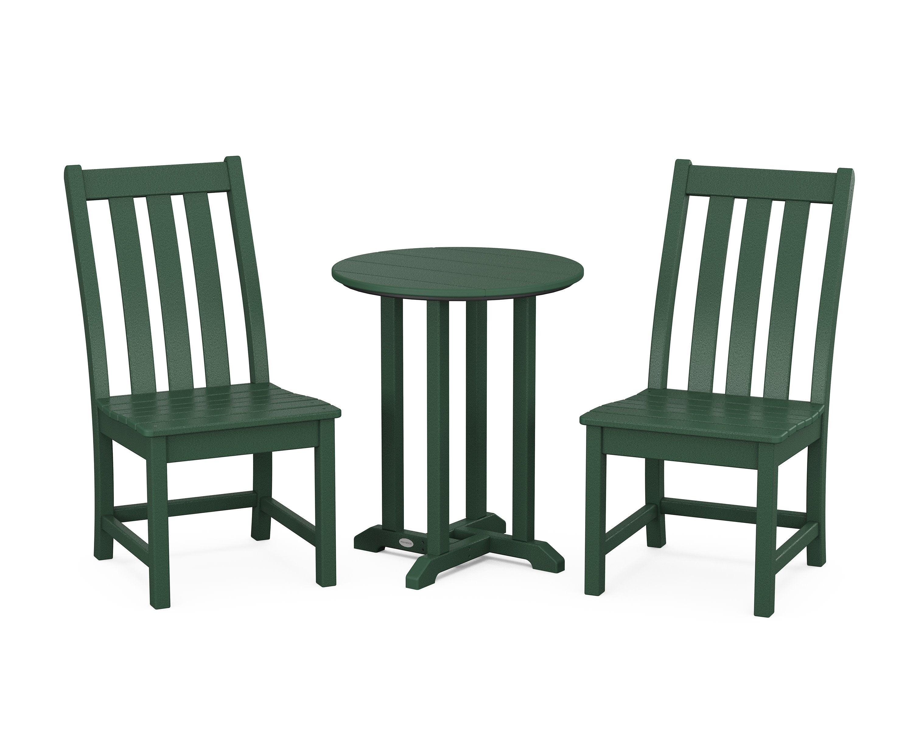 Vineyard Side Chair 3-Piece Round Bistro Dining Set in Green