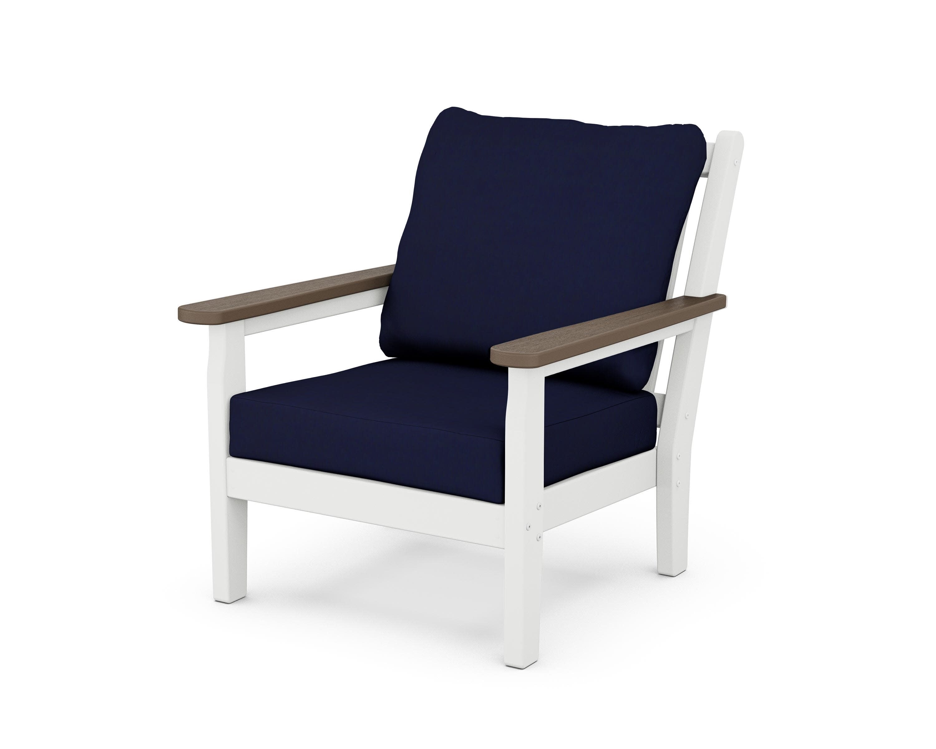 Chippendale Deep Seating Chair in White / Kona / Navy