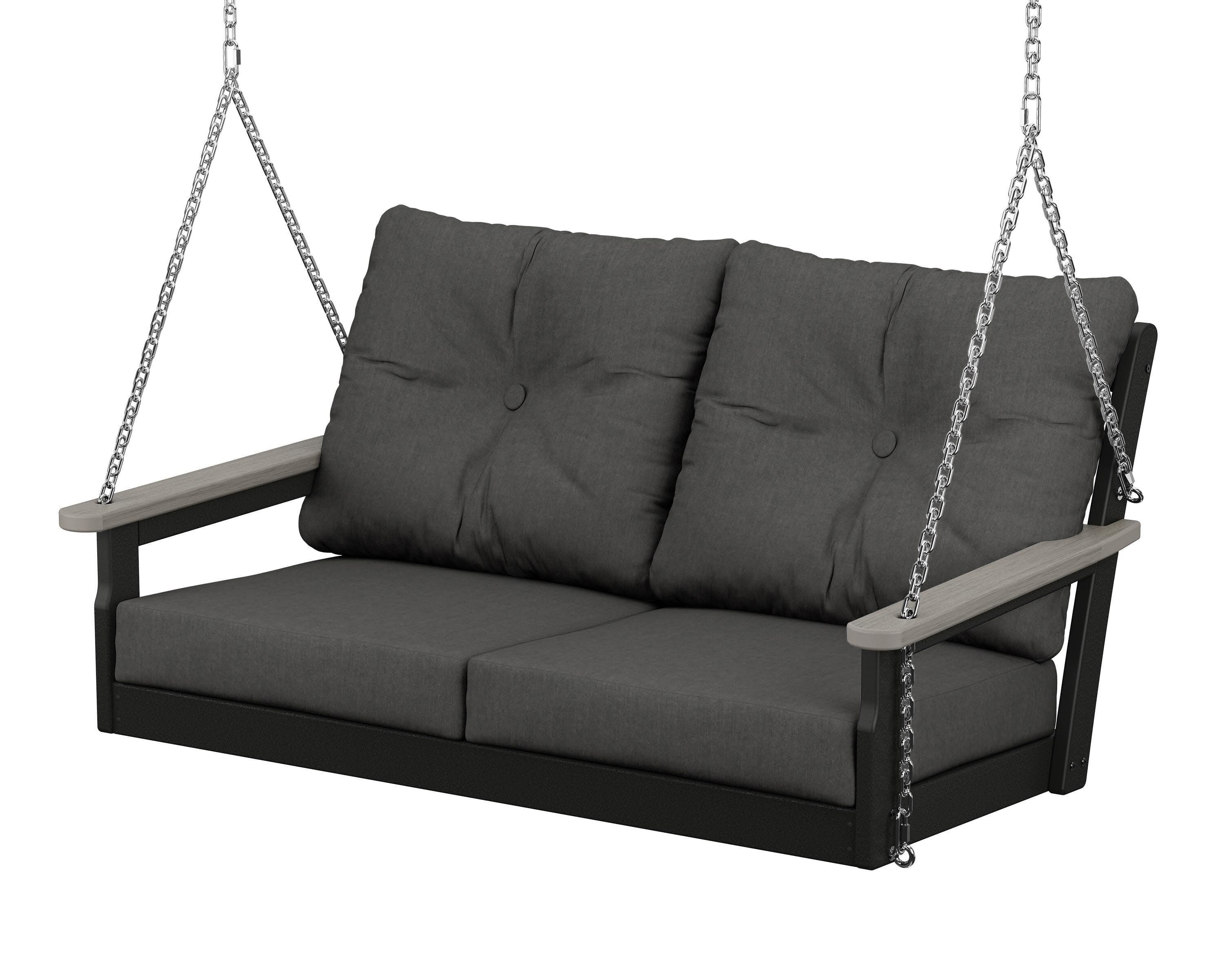 Vineyard Deep Seating Swing in Black / Driftwood / Spectrum Carbon