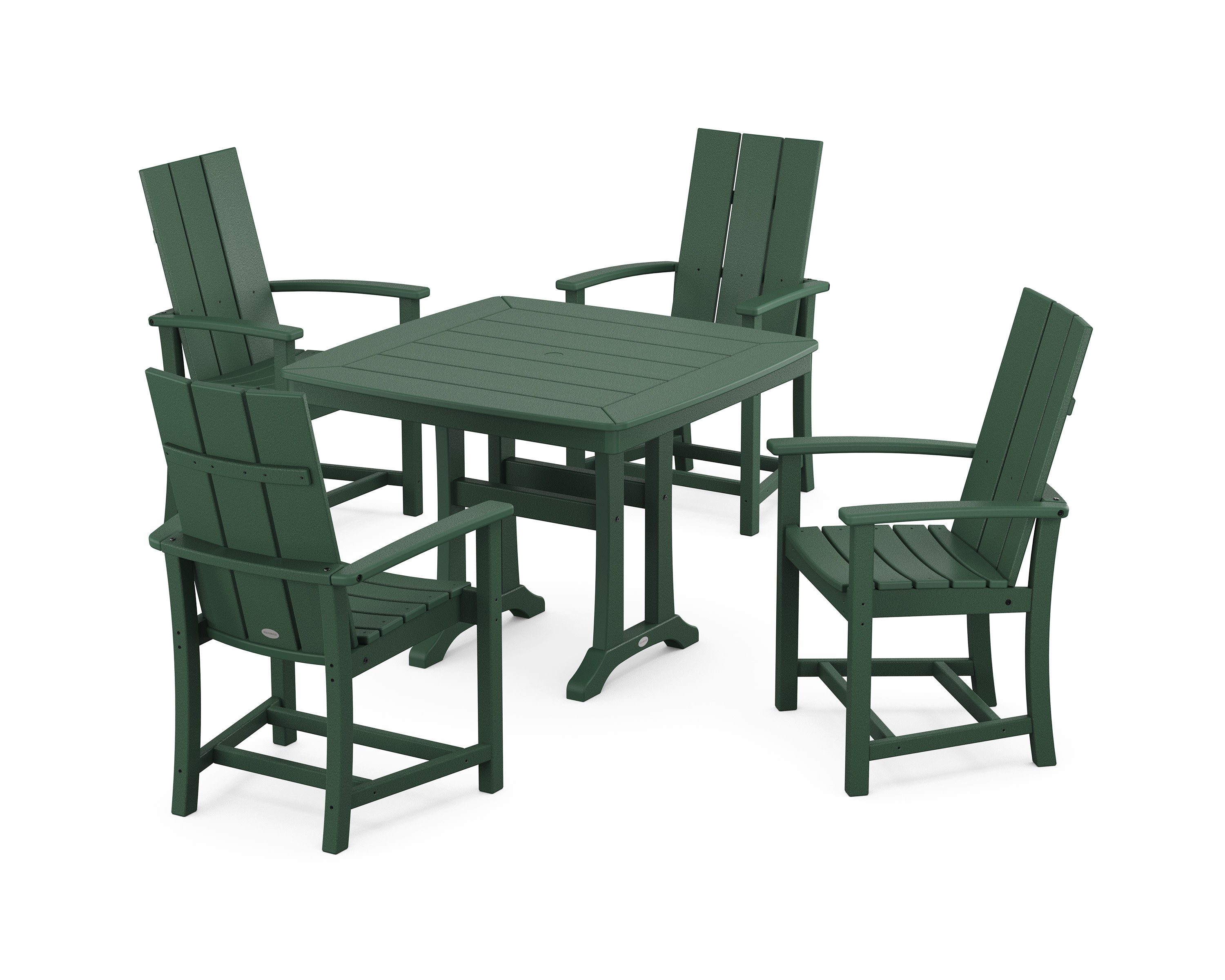 Modern Adirondack 5-Piece Dining Set with Trestle Legs in Green