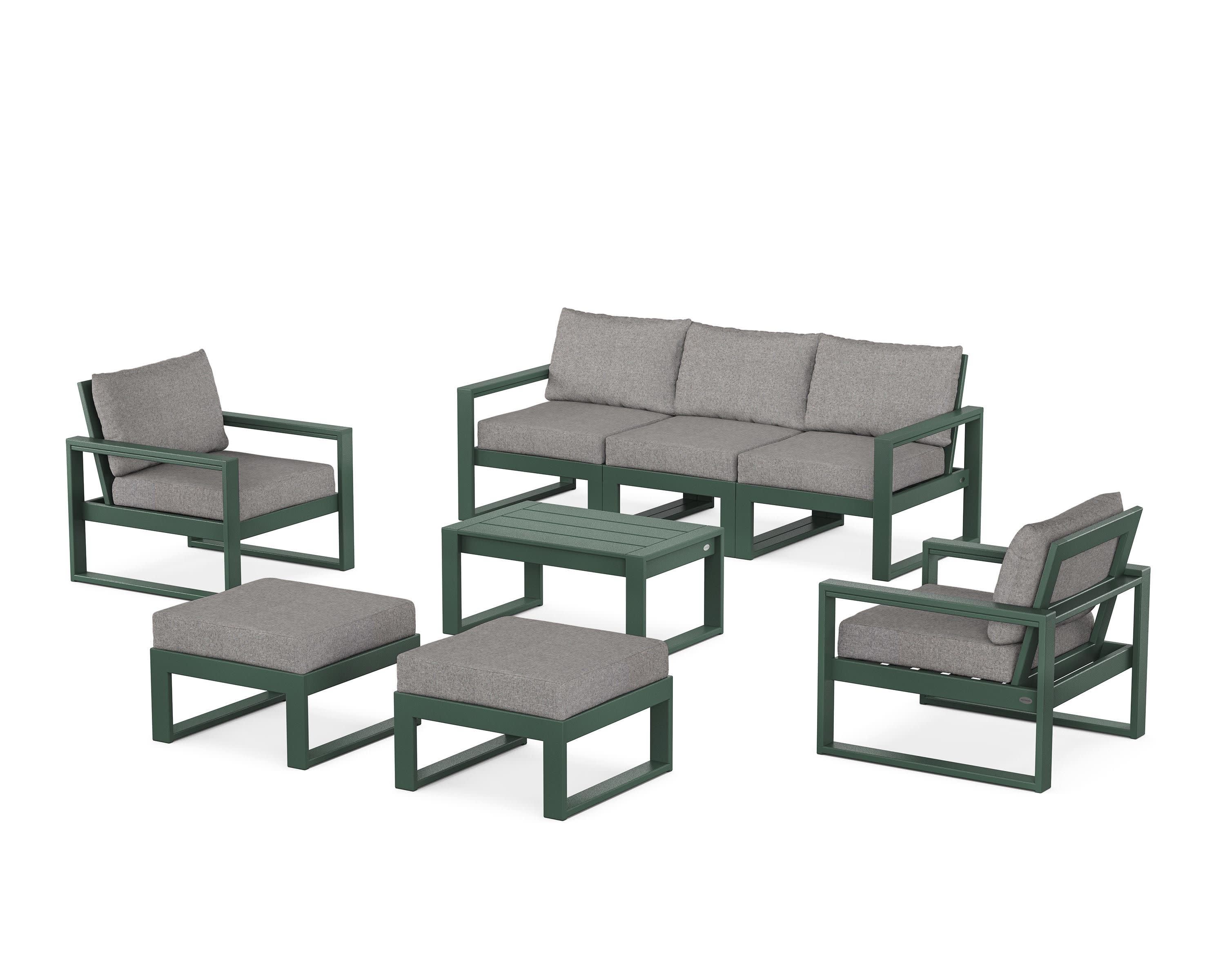 EDGE Sectional 8-Piece Lounge Sofa Set in Green / Grey Mist