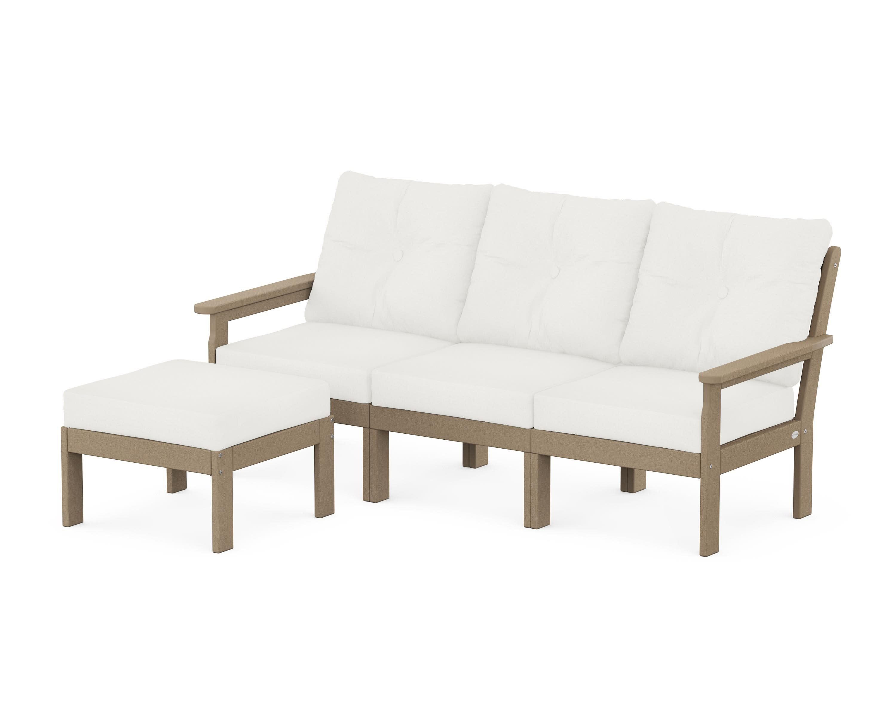 Vineyard 4-Piece Sectional with Ottoman in Vintage Sahara / Natural Linen