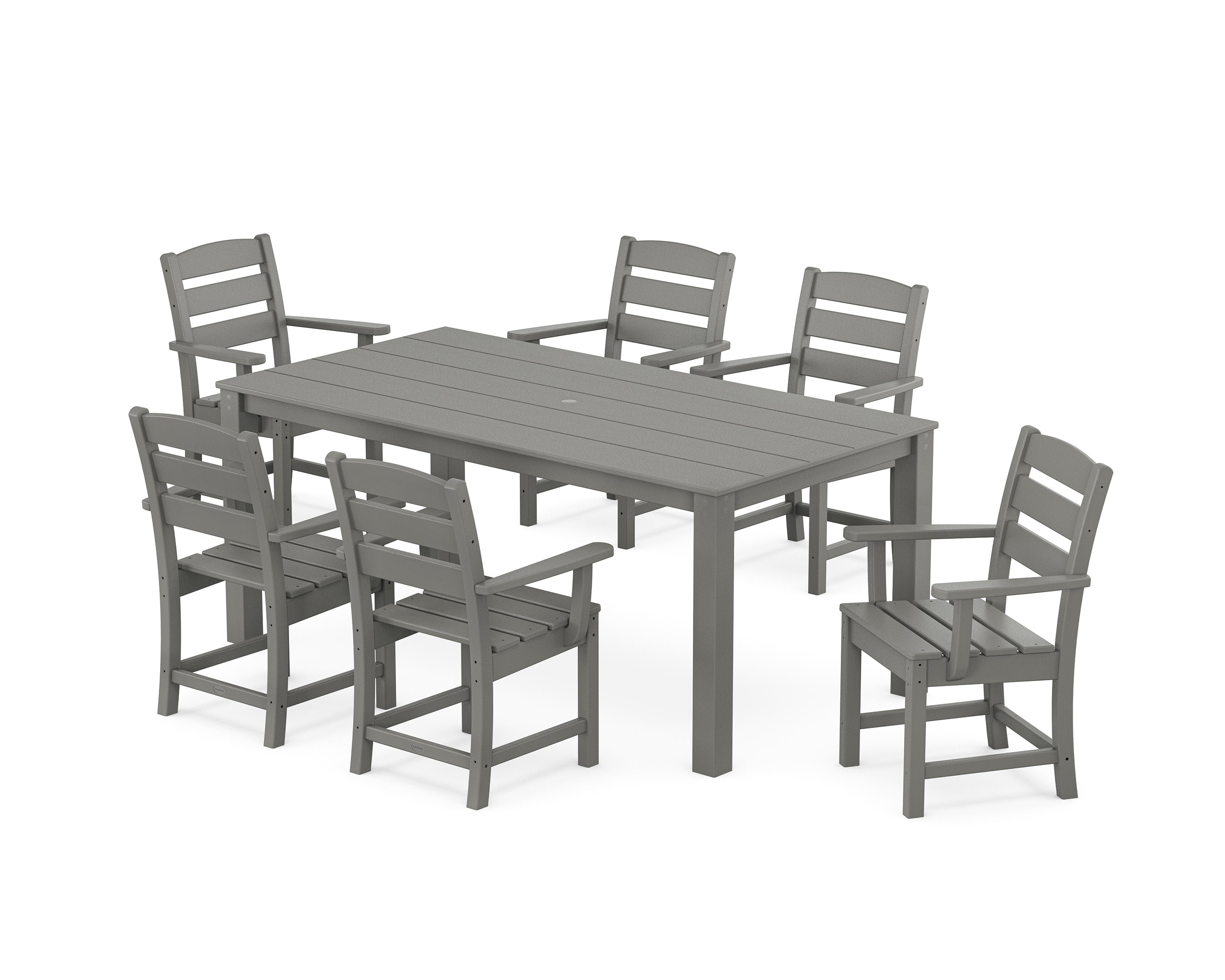 Lakeside Arm Chair 7-Piece Parsons Dining Set in Slate Grey