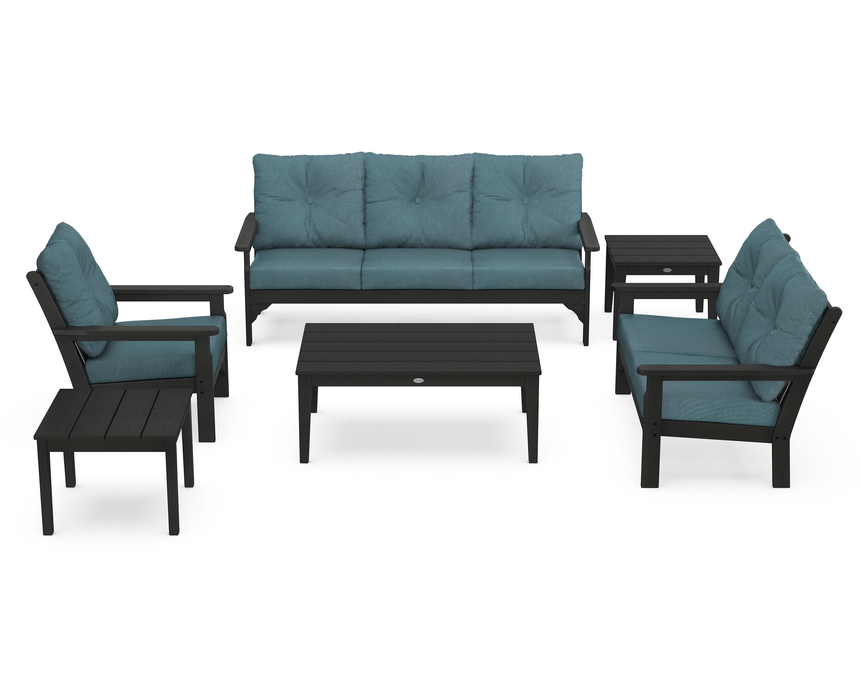 Vineyard 6-Piece Deep Seating Set in Green / Ocean Teal