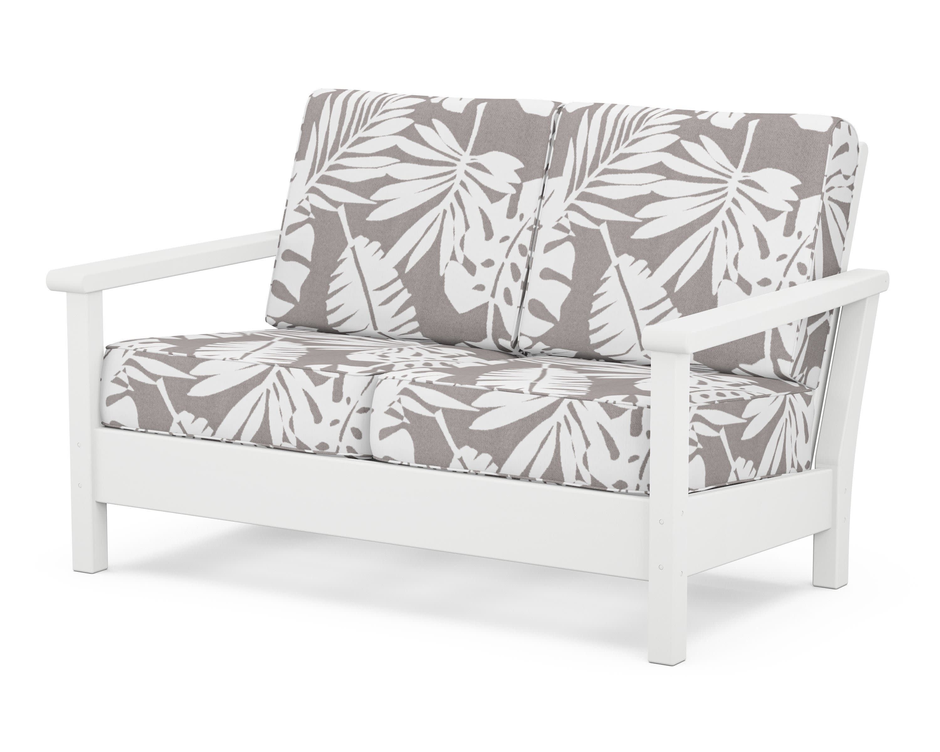 Harbour Deep Seating Loveseat in White / Leaf Grey Mist