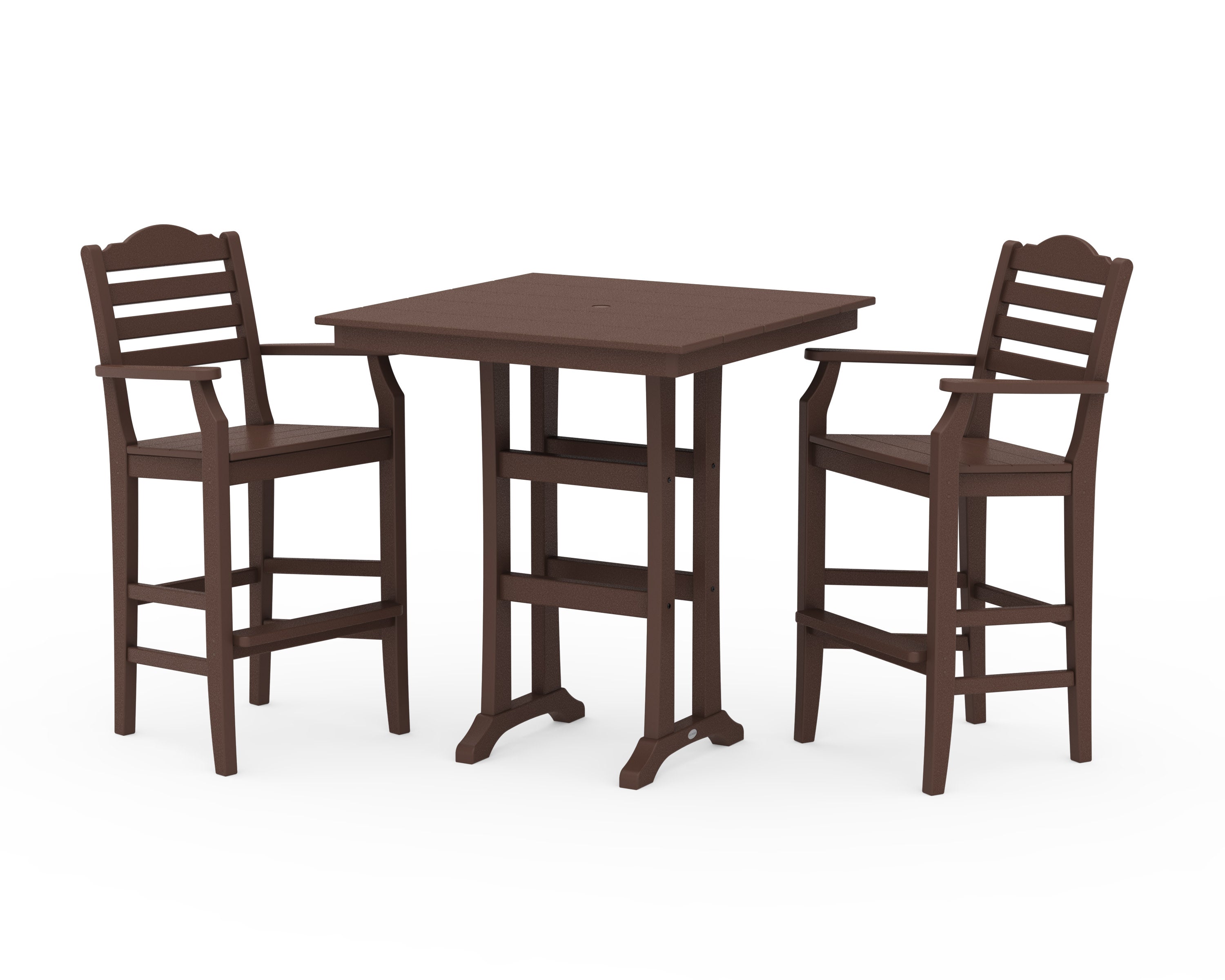 Savannah 3-Piece Farmhouse Bar Set with Trestle Legs in Mahogany