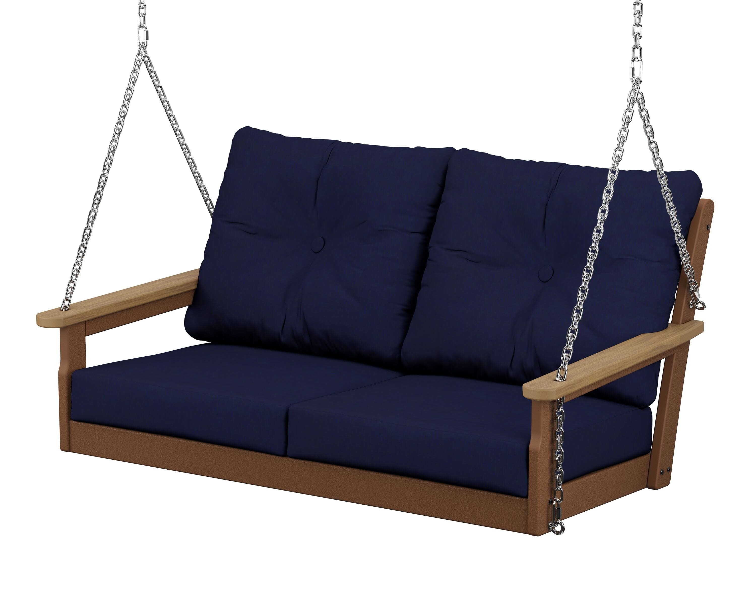 Vineyard Deep Seating Swing in Teak / Natural / Navy
