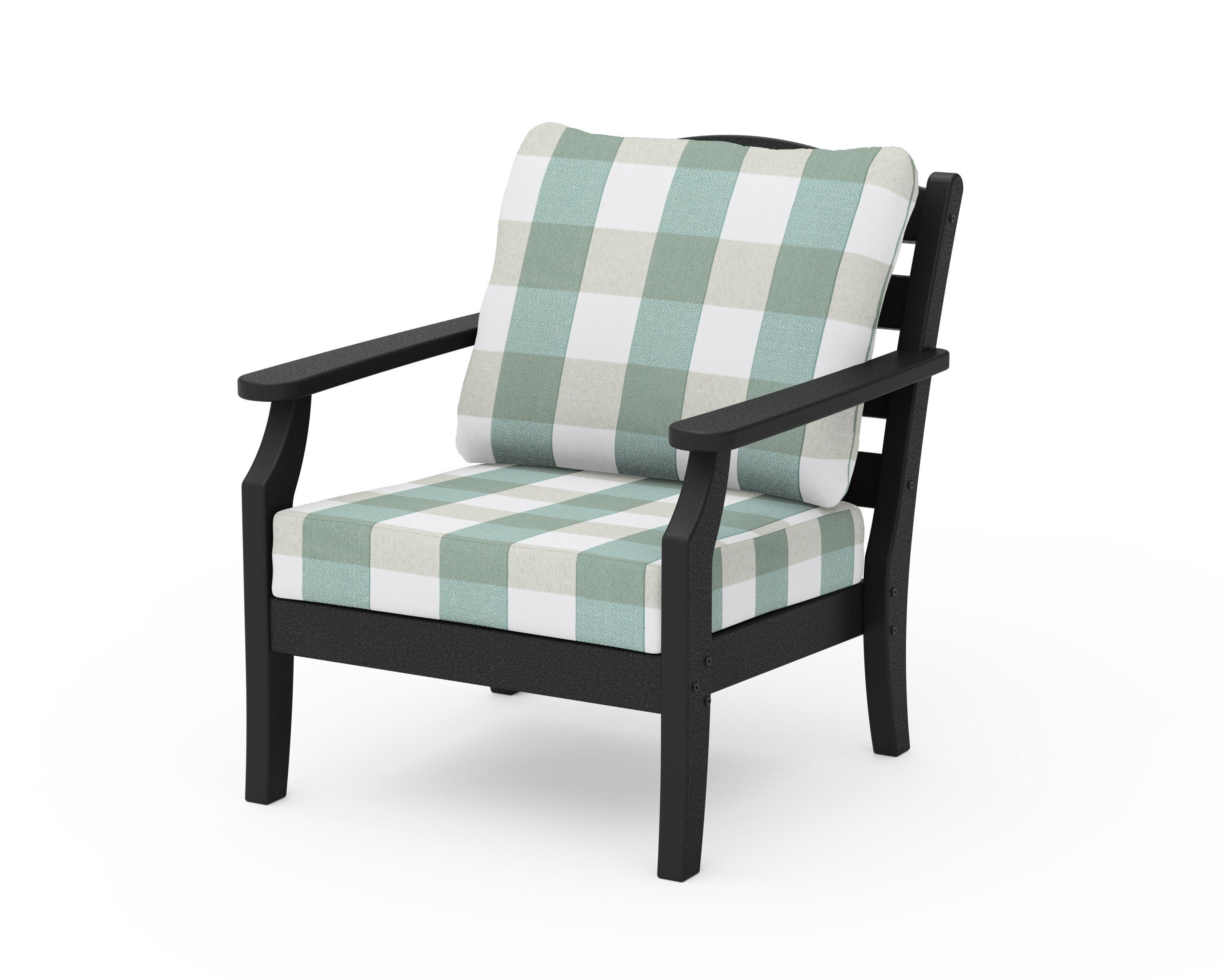 Savannah Deep Seating Chair in Black / Buffalo Plaid Glacier Spa