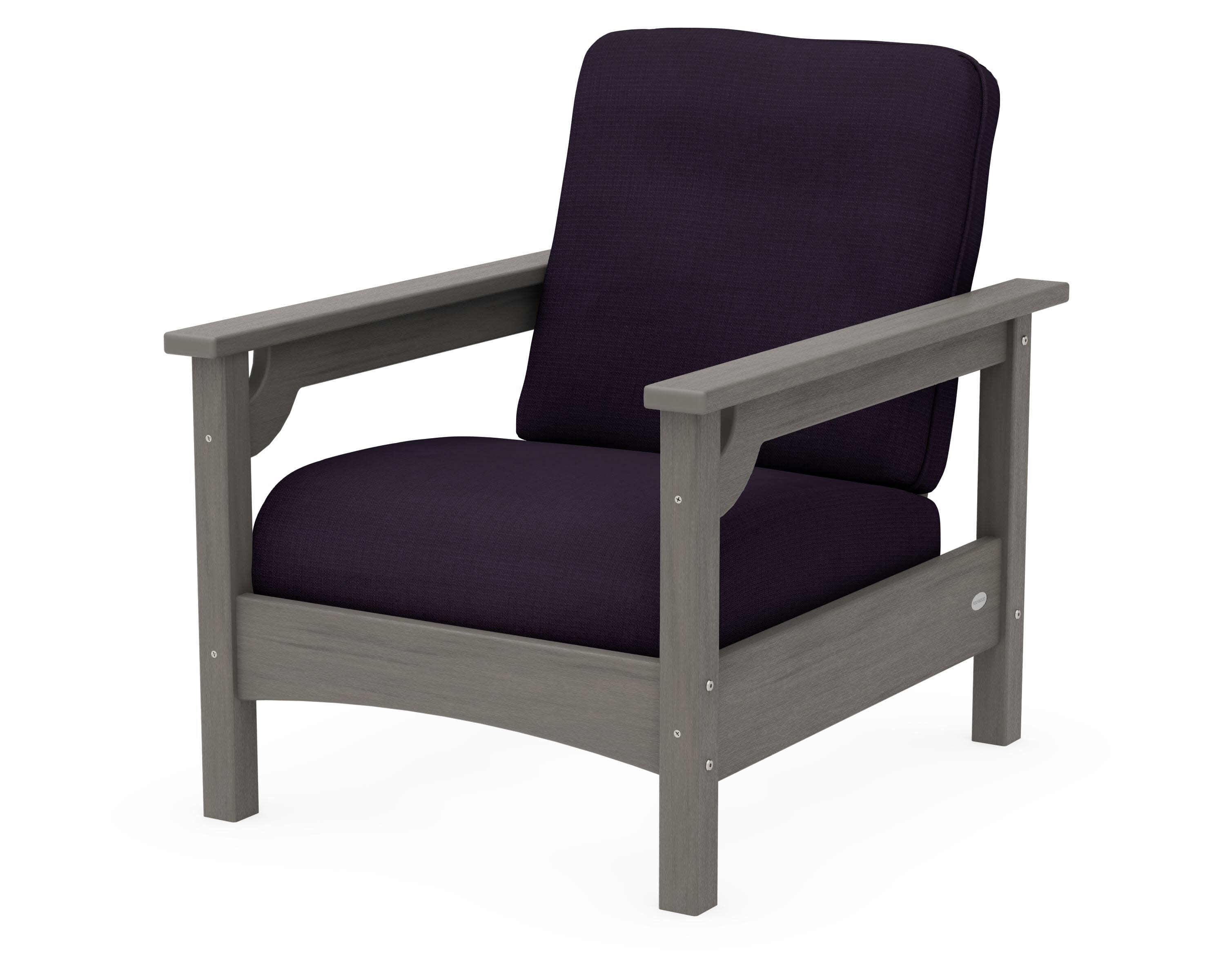 Club Chair in Driftwood / Navy Linen