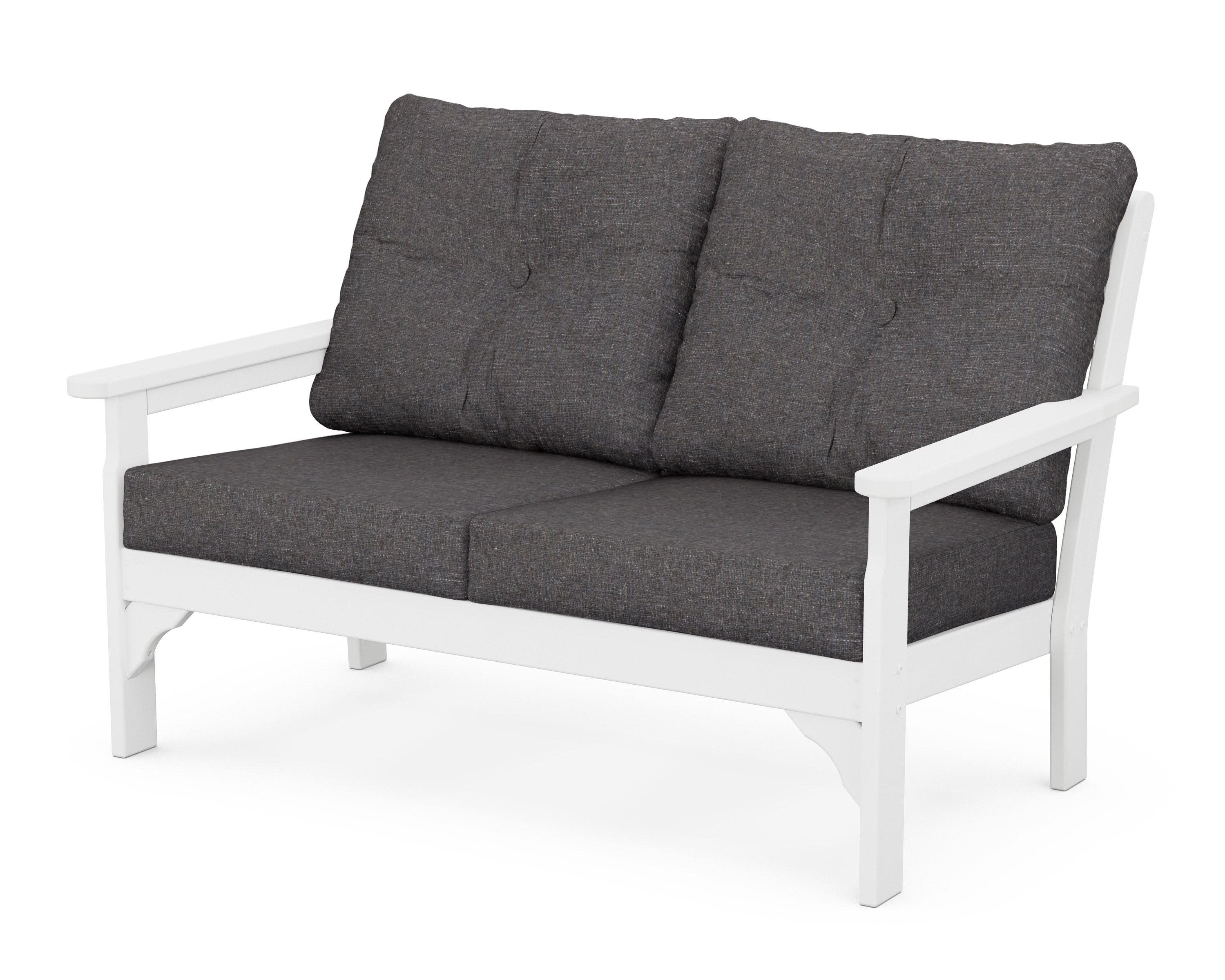 Vineyard Deep Seating Loveseat in White / Ash Charcoal