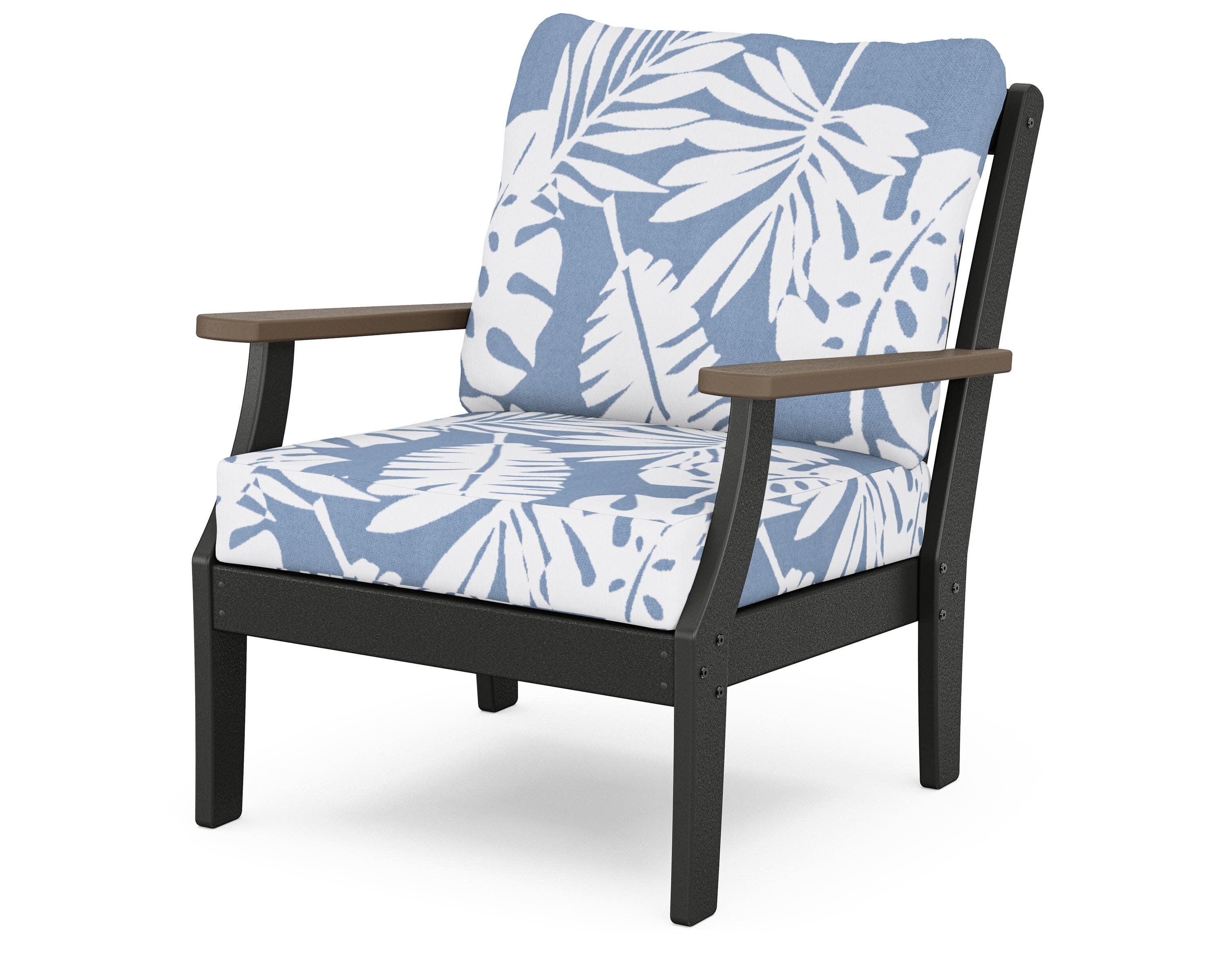 Braxton Deep Seating Chair in Black / Kona / Leaf Sky Blue
