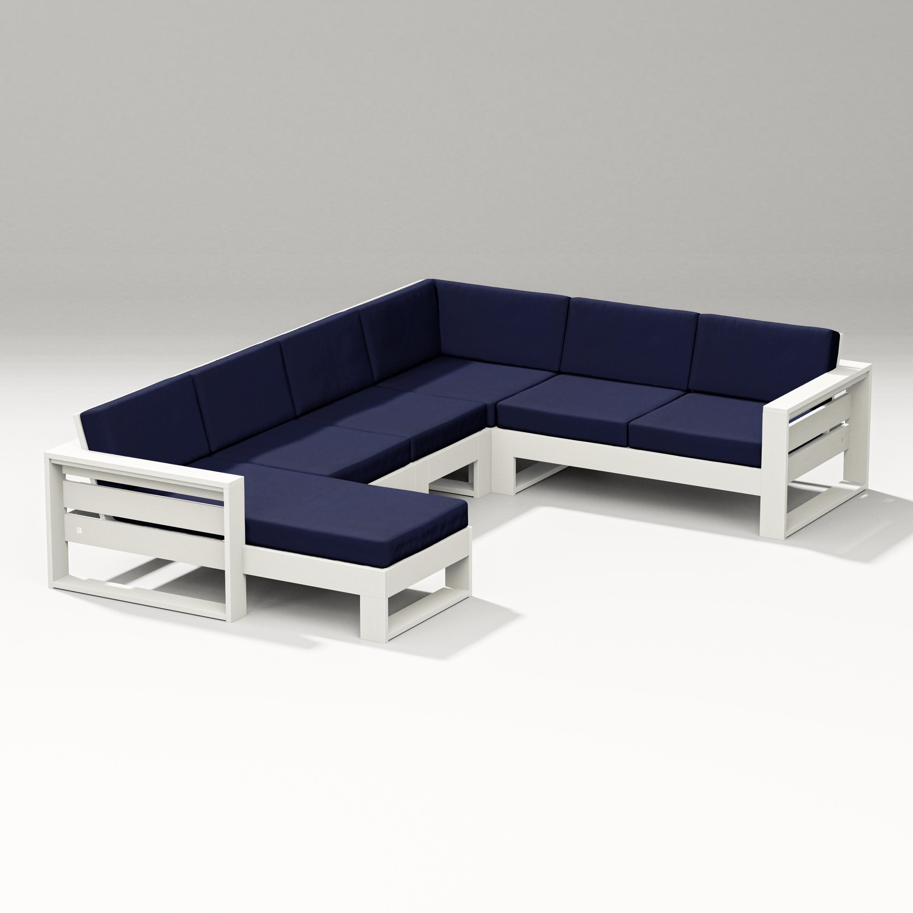Latitude Corner Sectional with Left Chaise in Vintage White / Navy