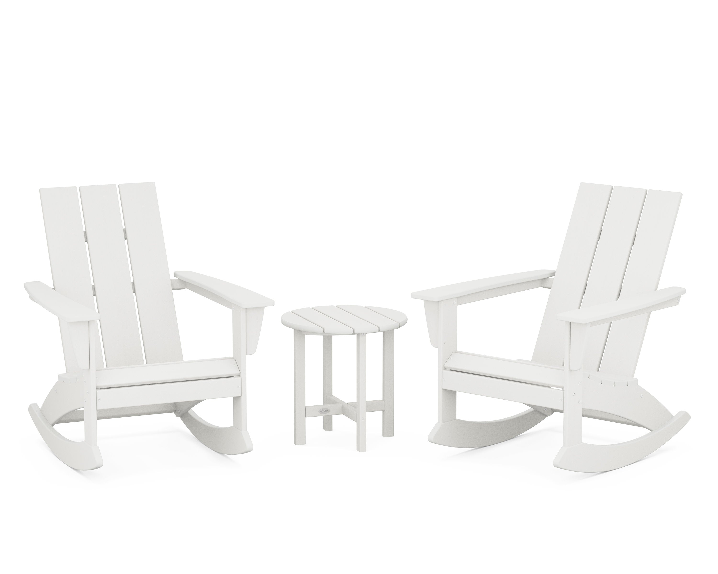 Modern 3-Piece Adirondack Rocking Chair Set in Vintage White