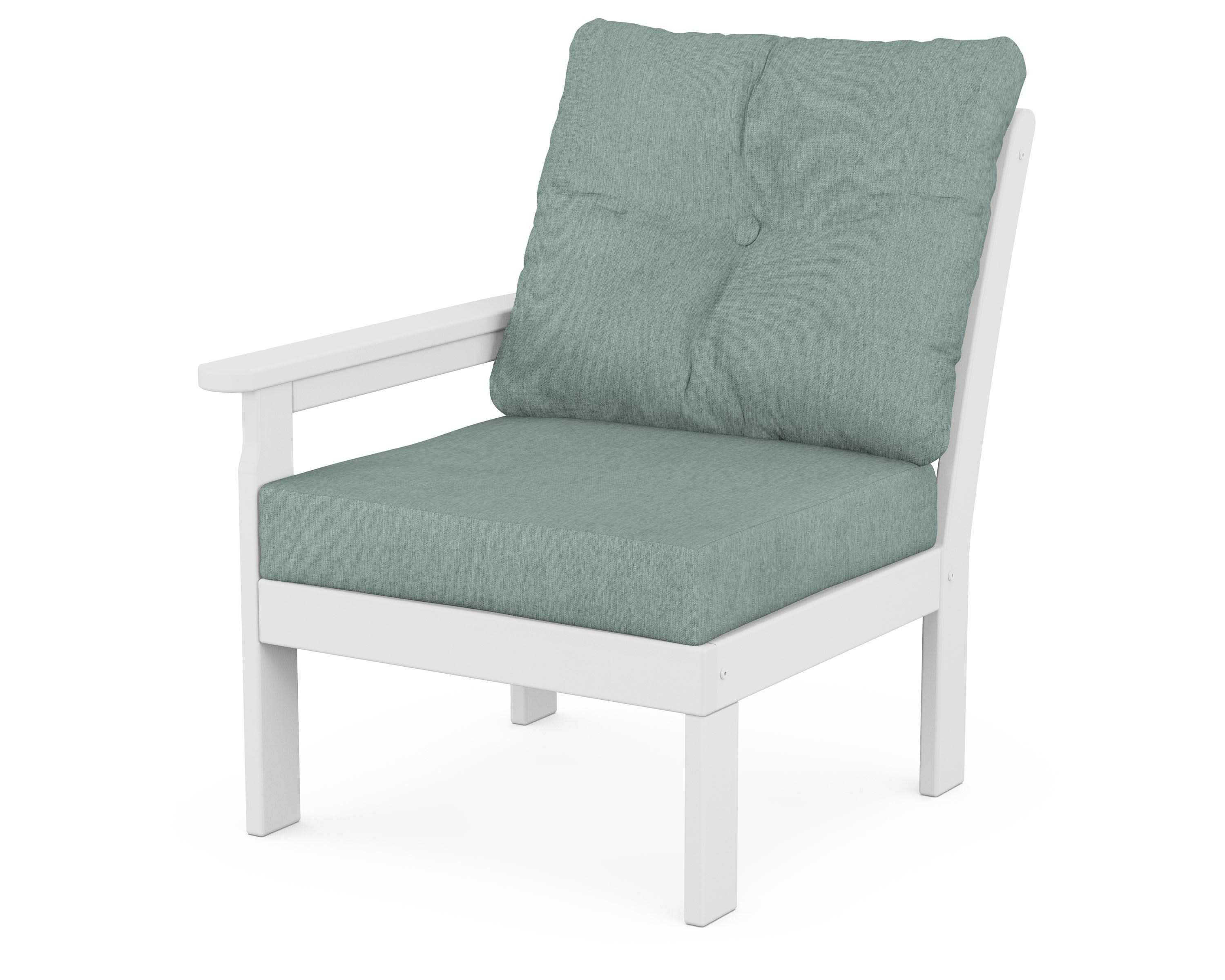 Vineyard Modular Left Arm Chair in White / Glacier Spa