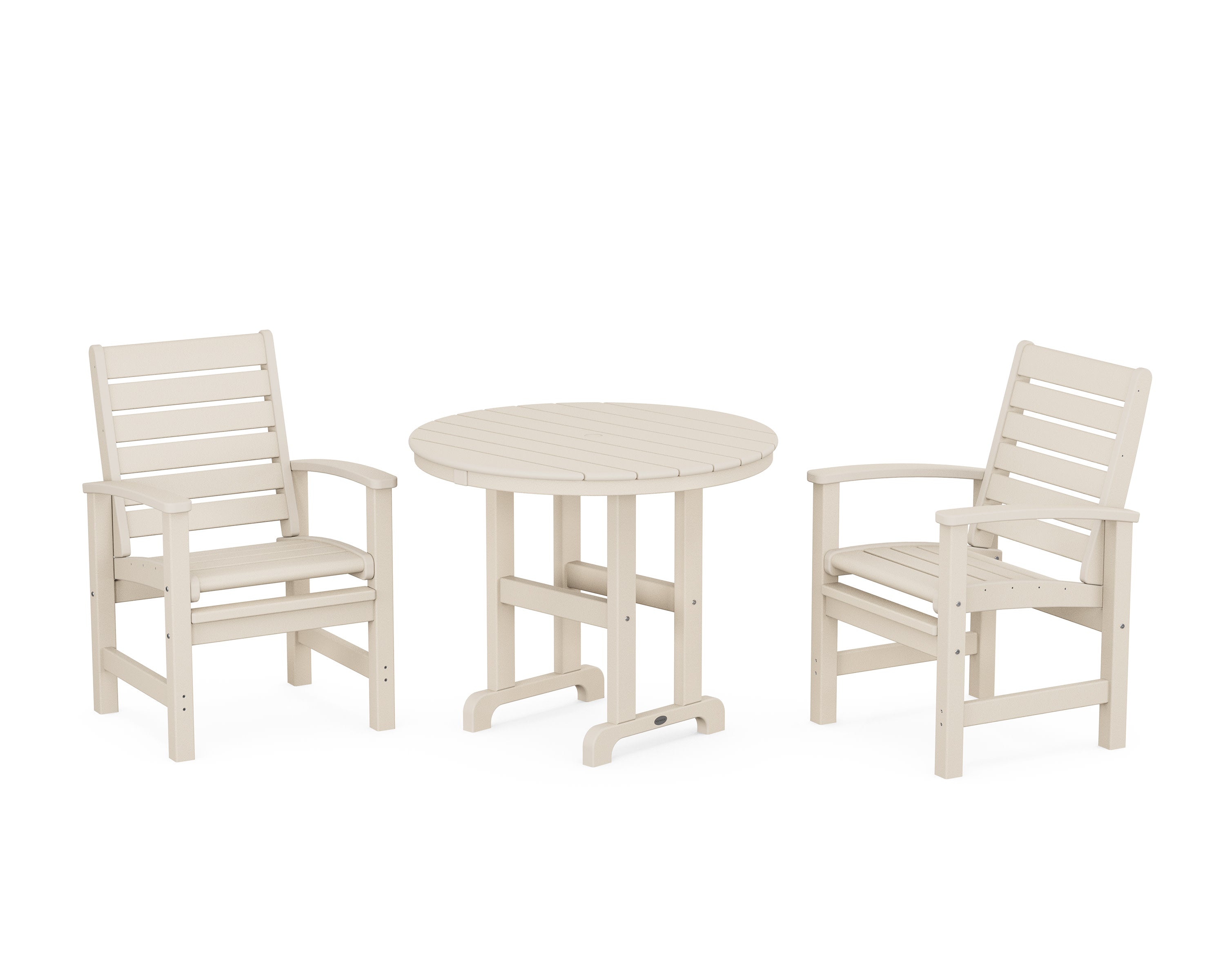 Signature 3-Piece Round Farmhouse Dining Set in Sand