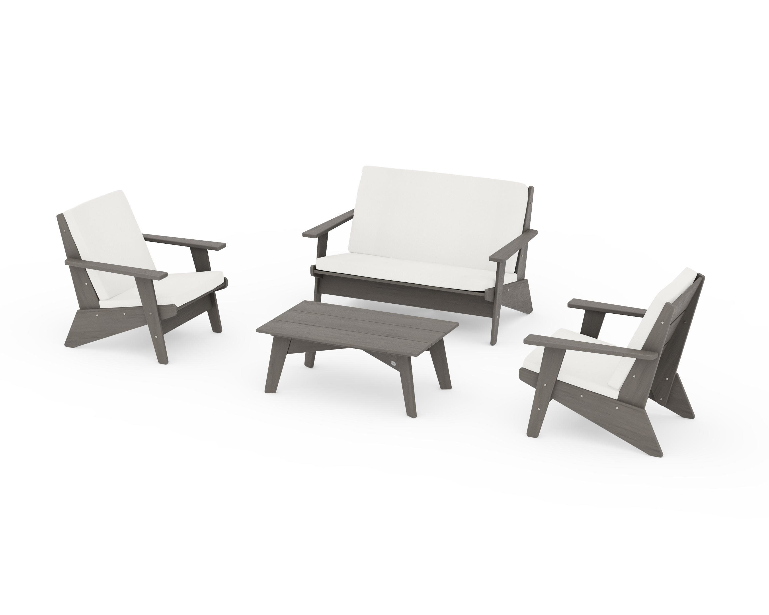 Riviera Modern Lounge 4-Piece Set in Driftwood / Natural Linen