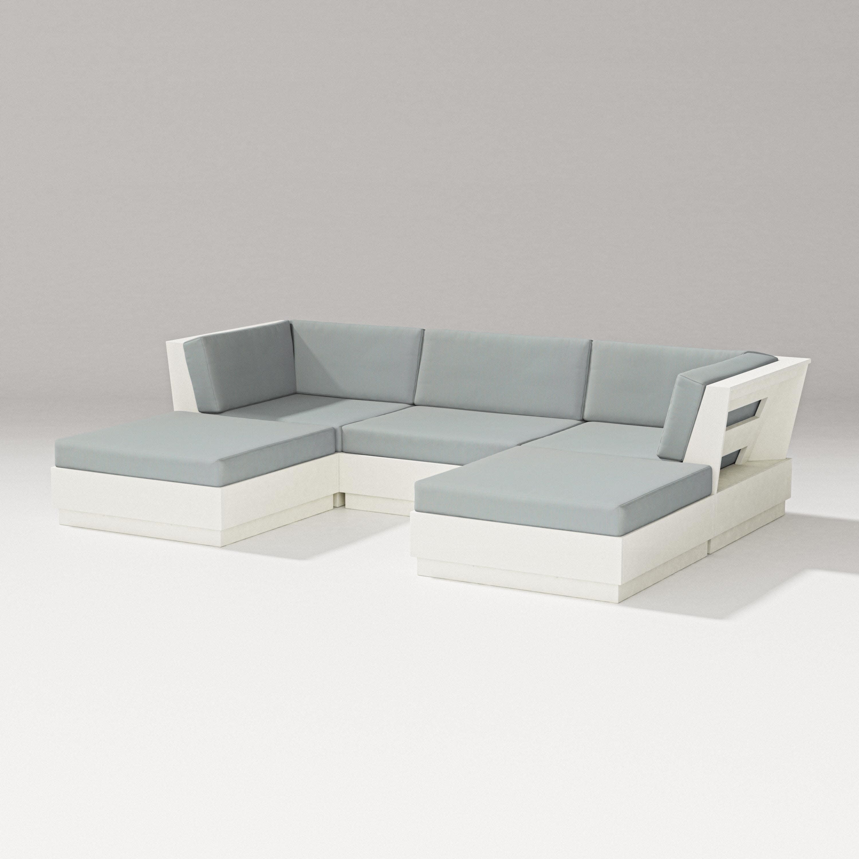 Elevate Double Chaise Sectional in Vintage White / Spa