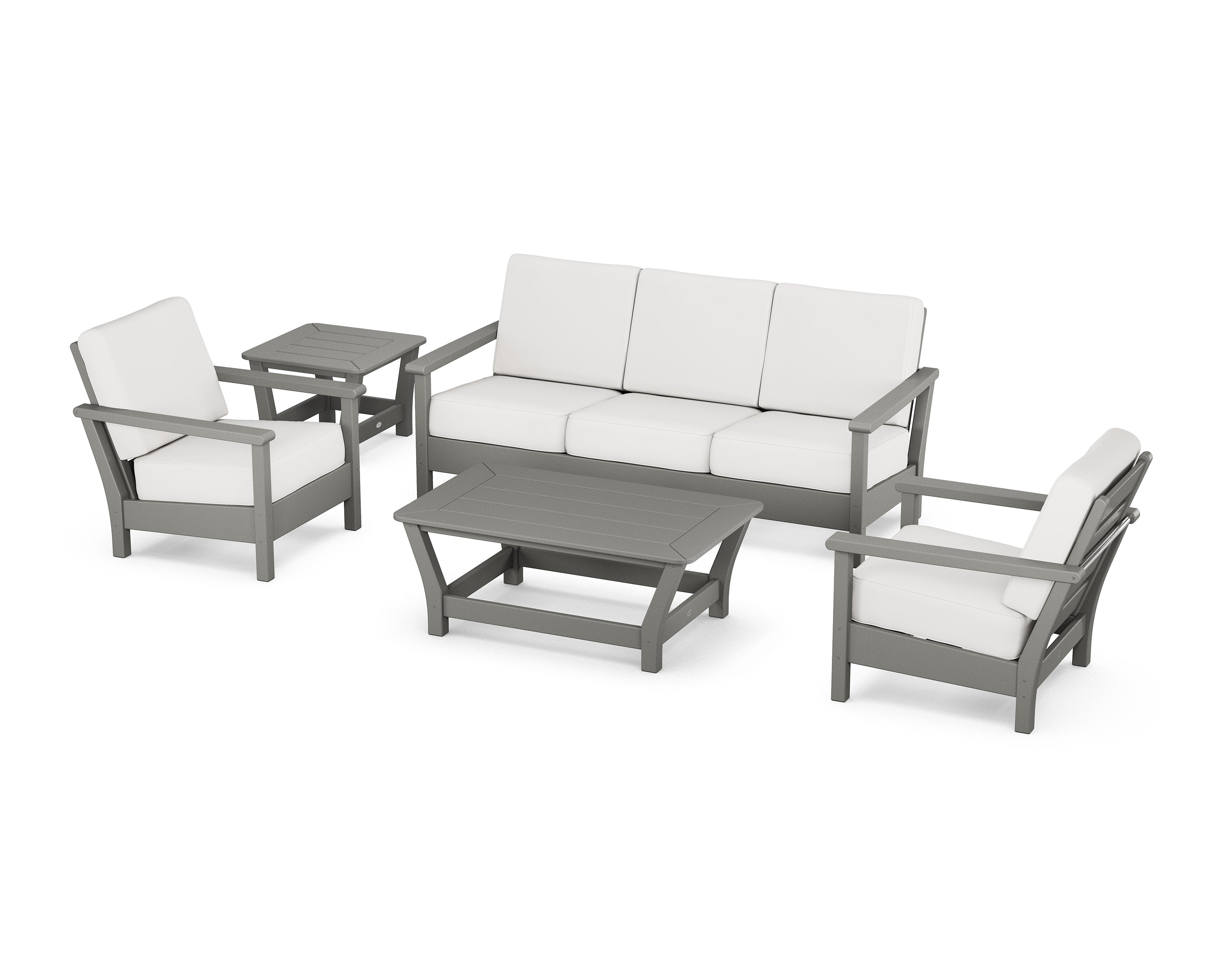 Harbour 5-Piece Deep Seating Set in Slate Grey / Natural Linen
