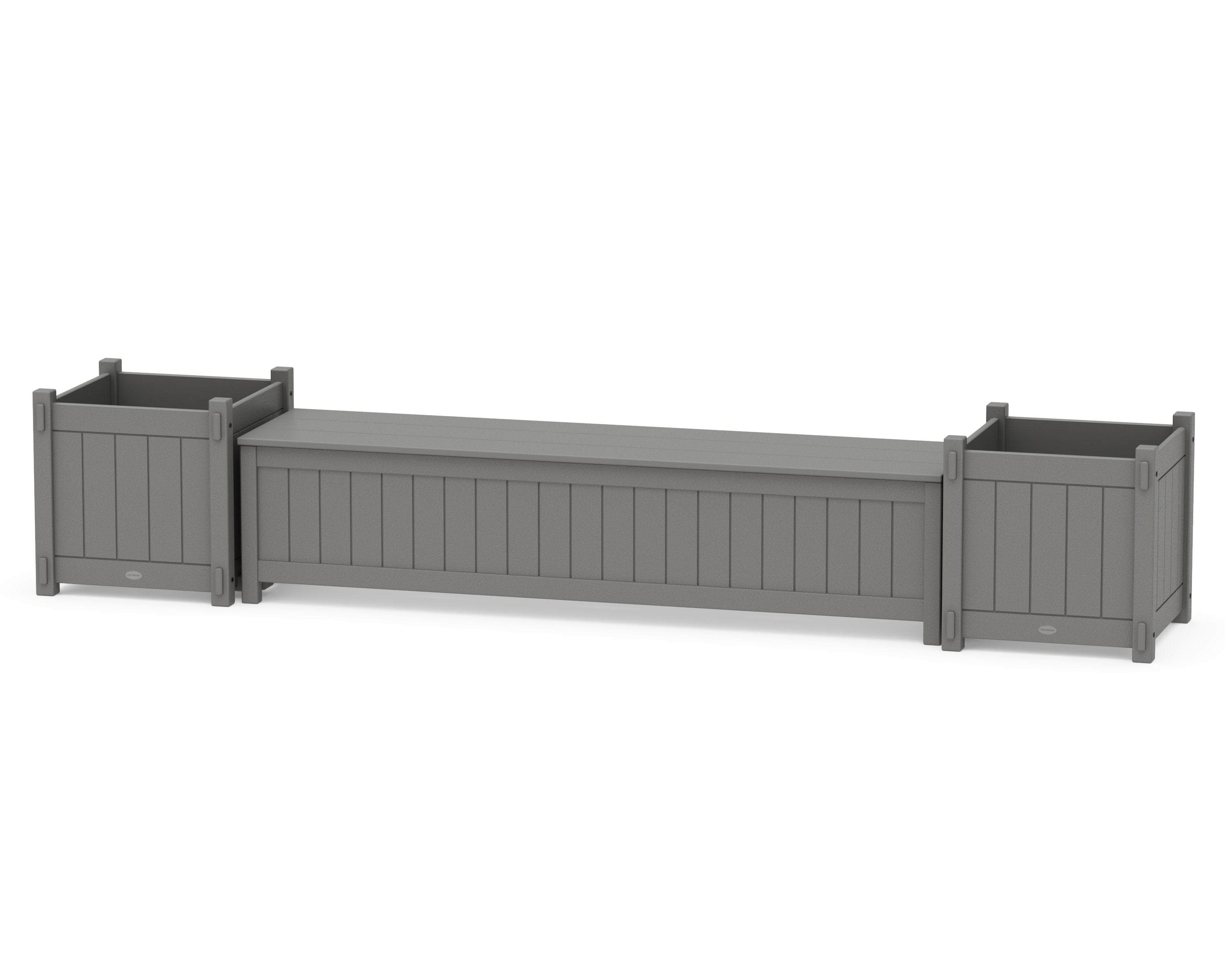 72" Vineyard Straight Planter Storage Bench Set- Large in Slate Grey